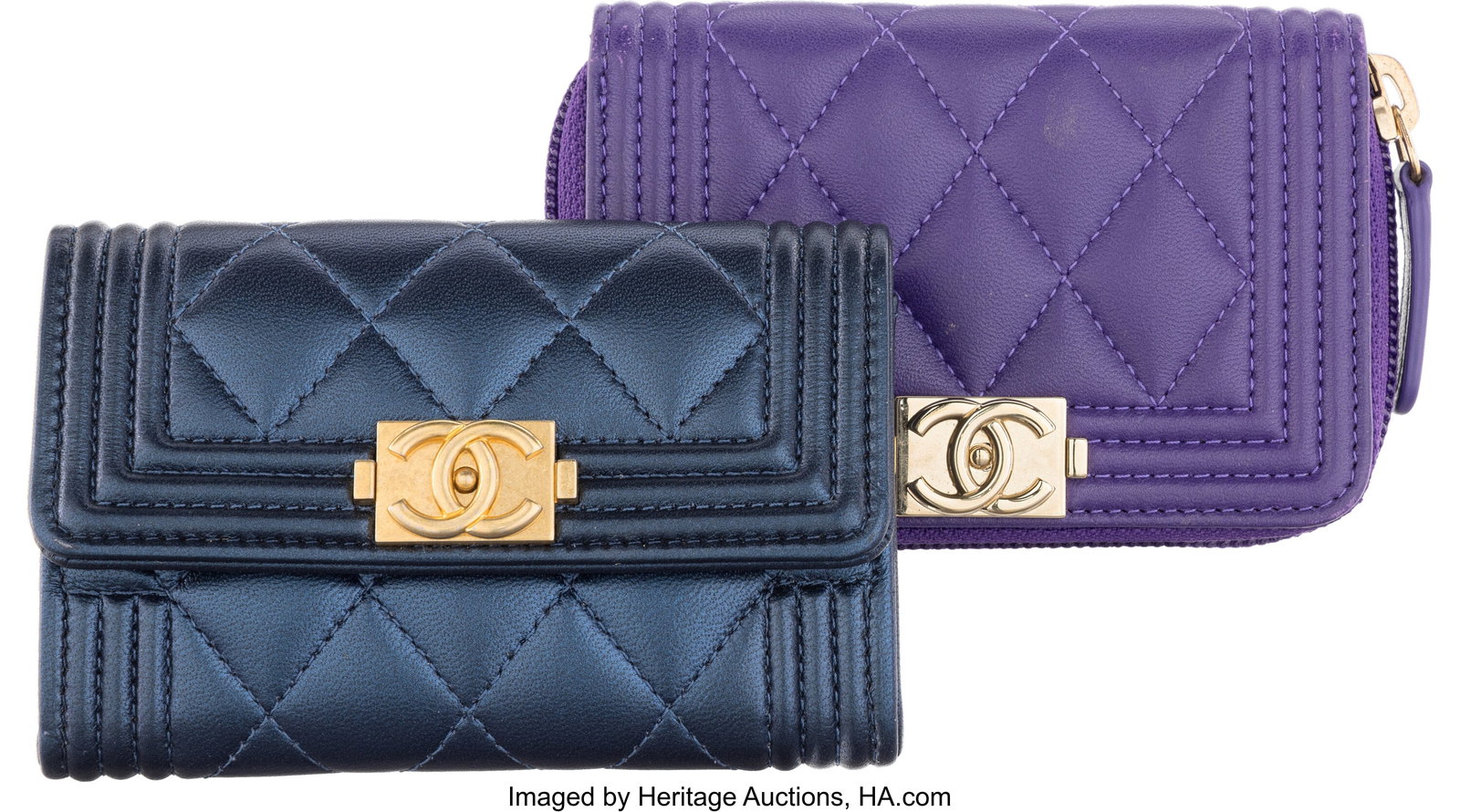 Chanel Set of Two: Purple Boy Coin Purse & Blue  (1 of 2)