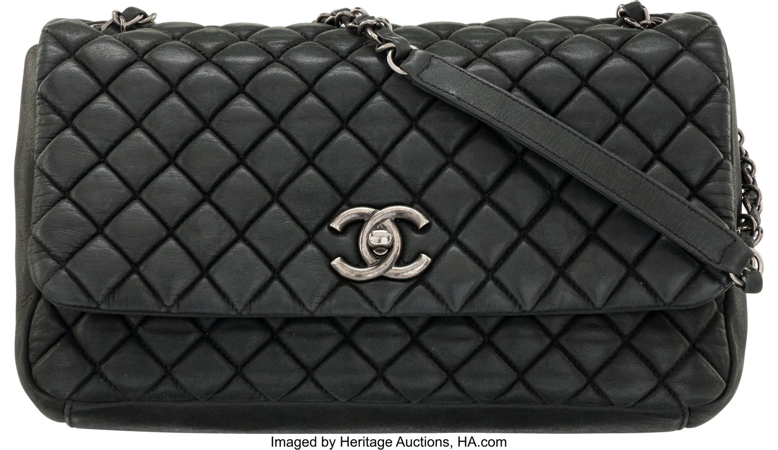 Chanel Metallic Pewter Quilted Calfskin Leather  (1 of 2)