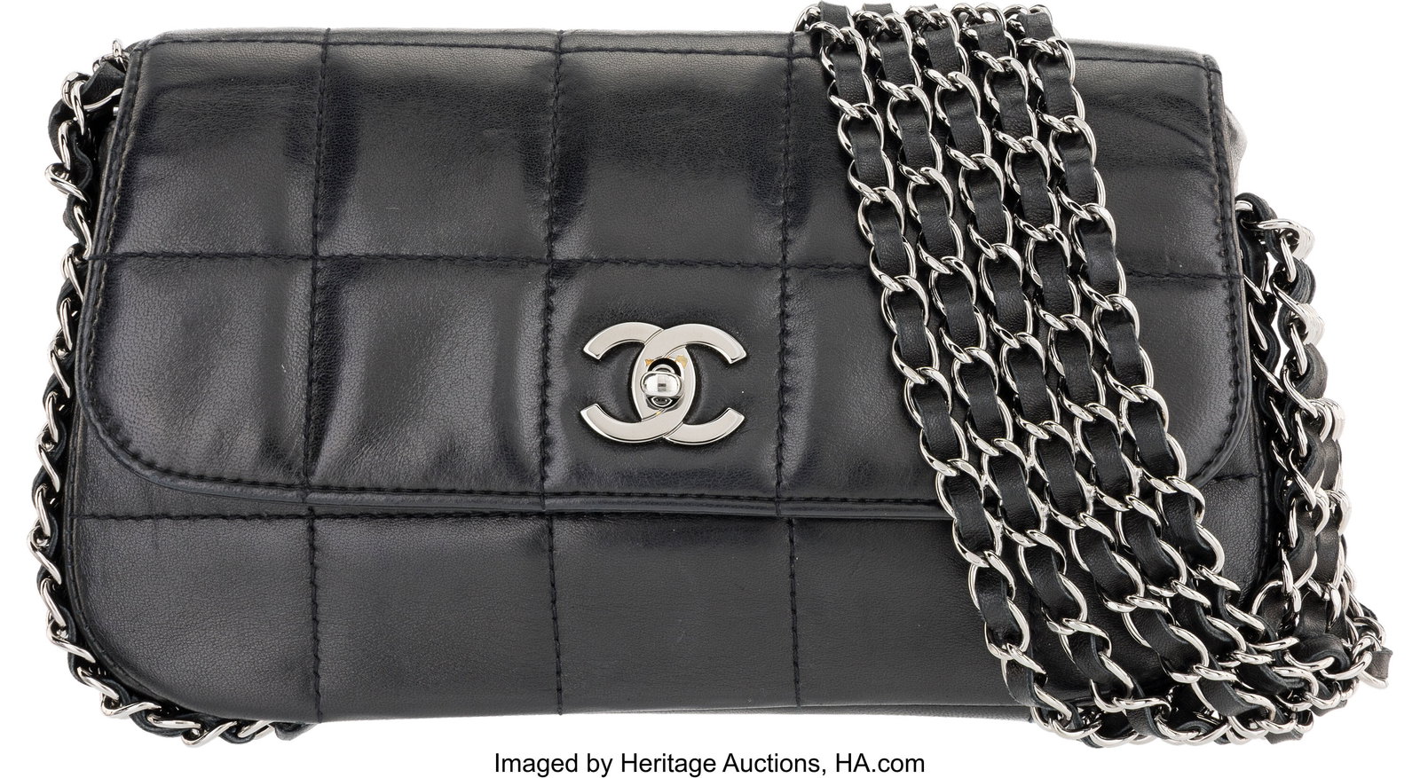 Chanel Black Chocolate Bar Quilted Leather Multi: Chanel Black Chocolate Bar Quilted Leather Multichain Flap Bag with Ruthenium Hardware 2003-2004 Condition: 3 10.5" Width x 6.5" Height x 2.75" Depth This bag is done Black 