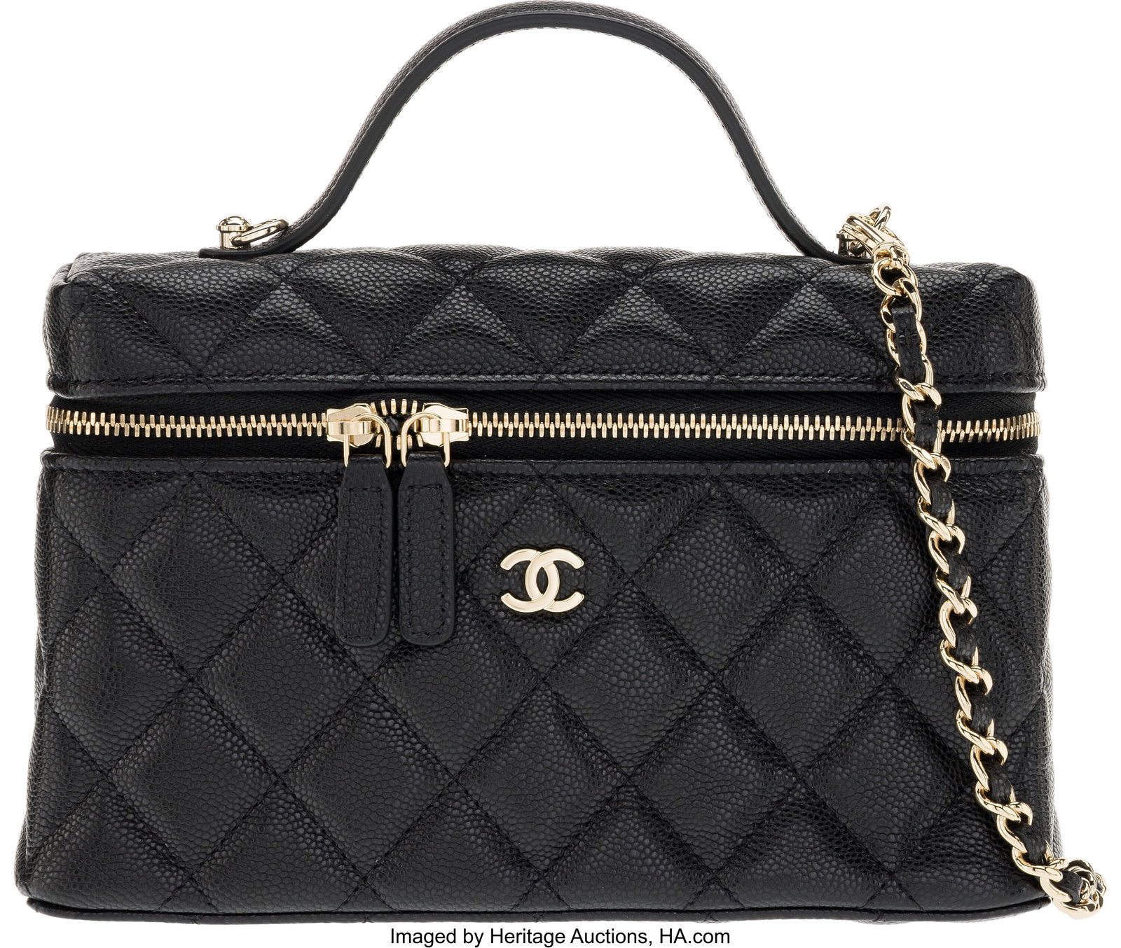 Chanel Black Quilted Caviar Leather Slim Vanity : Chanel Black Quilted Caviar Leather Slim Vanity Case with Light Gold Hardware 2025 Condition: 2 7.5" Width x 5" Height x 1.75" Depth This bag is done in Black Caviar Leather with L