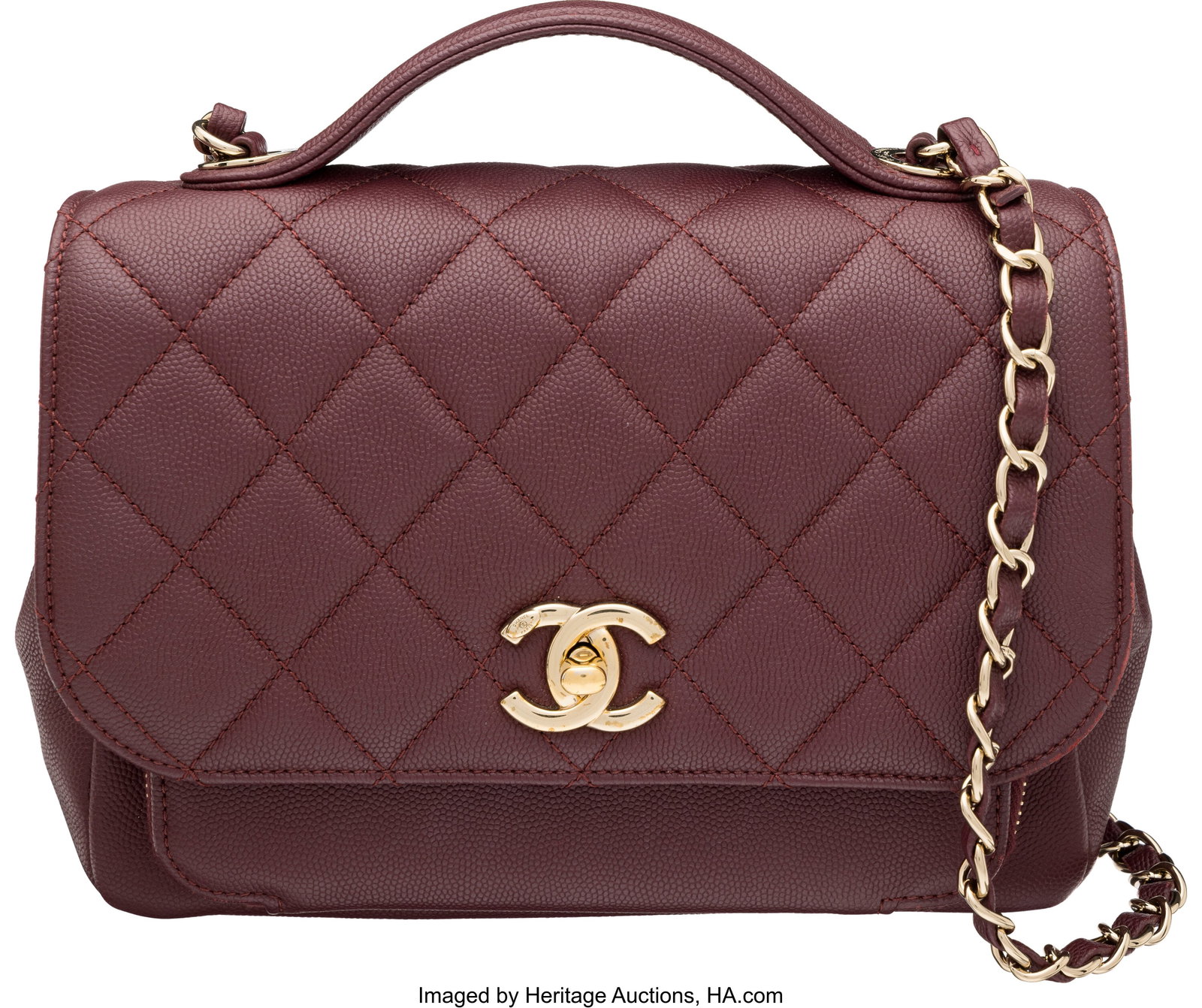 Chanel Burgundy Quilted Caviar Leather Medium Bu: Chanel Burgundy Quilted Caviar Leather Medium Business Affinity Flap Bag with Gold Hardware 2019-2020 Condition: 2 8.75" Width x 6.5" Height x 3" Depth This bag is done in Burgundy