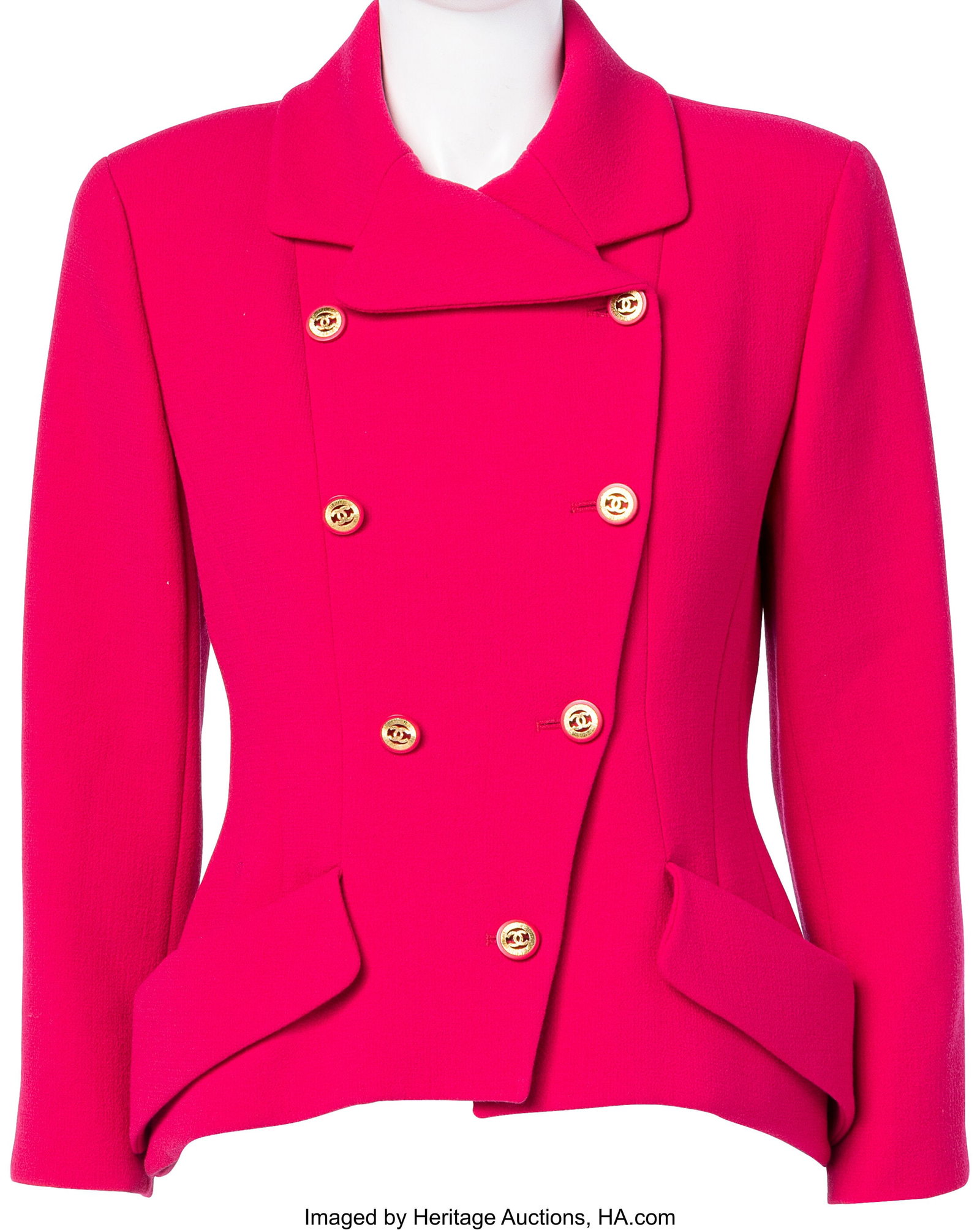 Chanel Hot Pink Double Breasted Blazer with Gold (1 of 3)