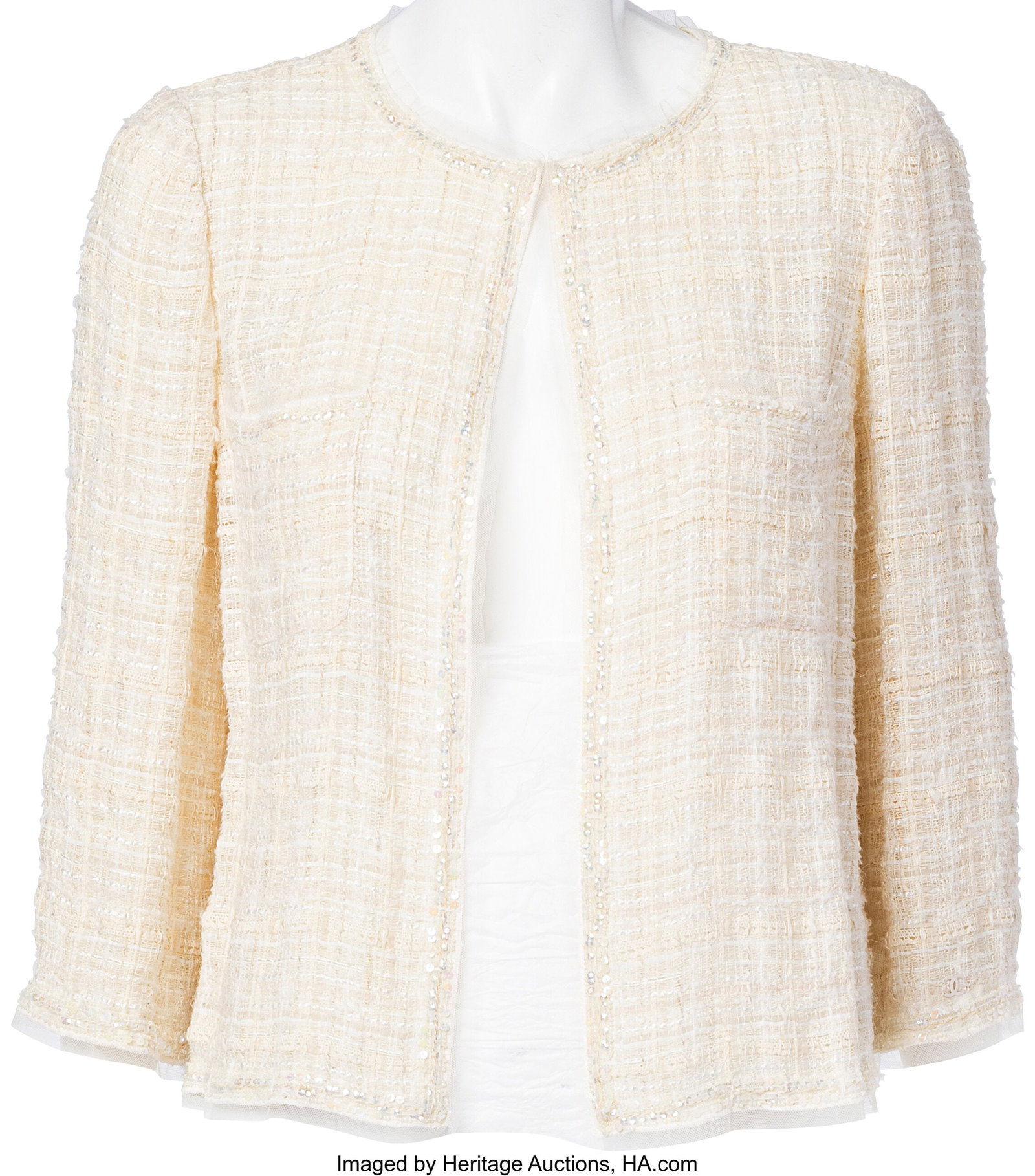 Chanel Cream Cotton Tweed & Sequin Jacket Cruis (1 of 3)