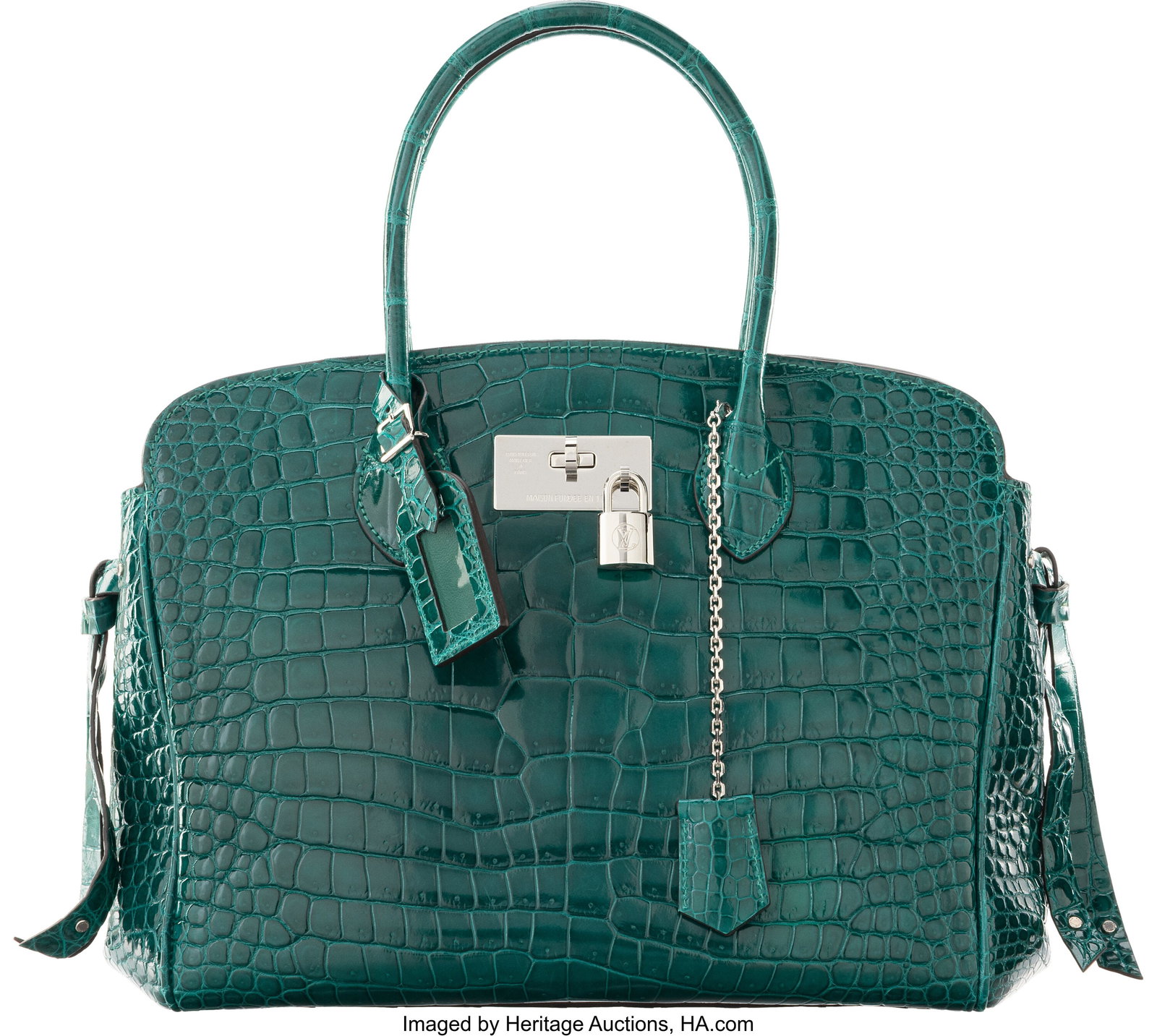 Louis Vuitton Emerald Crocodile Nuage Milla MM B: Louis Vuitton Emerald Crocodile Nuage Milla MM Bag with Silver Hardware Condition: 2 12" Width x 10.5" Height x 7" Depth This bag is done in Emerald Crocodile with Silver Hardware, 