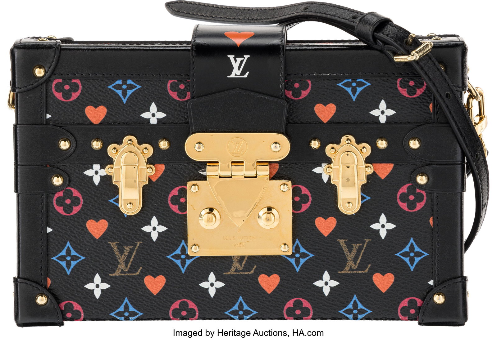 Louis Vuitton Monogram Coated Canvas Game On Pet: Louis Vuitton Monogram Coated Canvas Game On Petite Malle with Gold Hardware Cruise 2021 Condition: 3 7.75" Width x 4.75" Height x 2" Depth This bag is done in Game On Monogram Coa