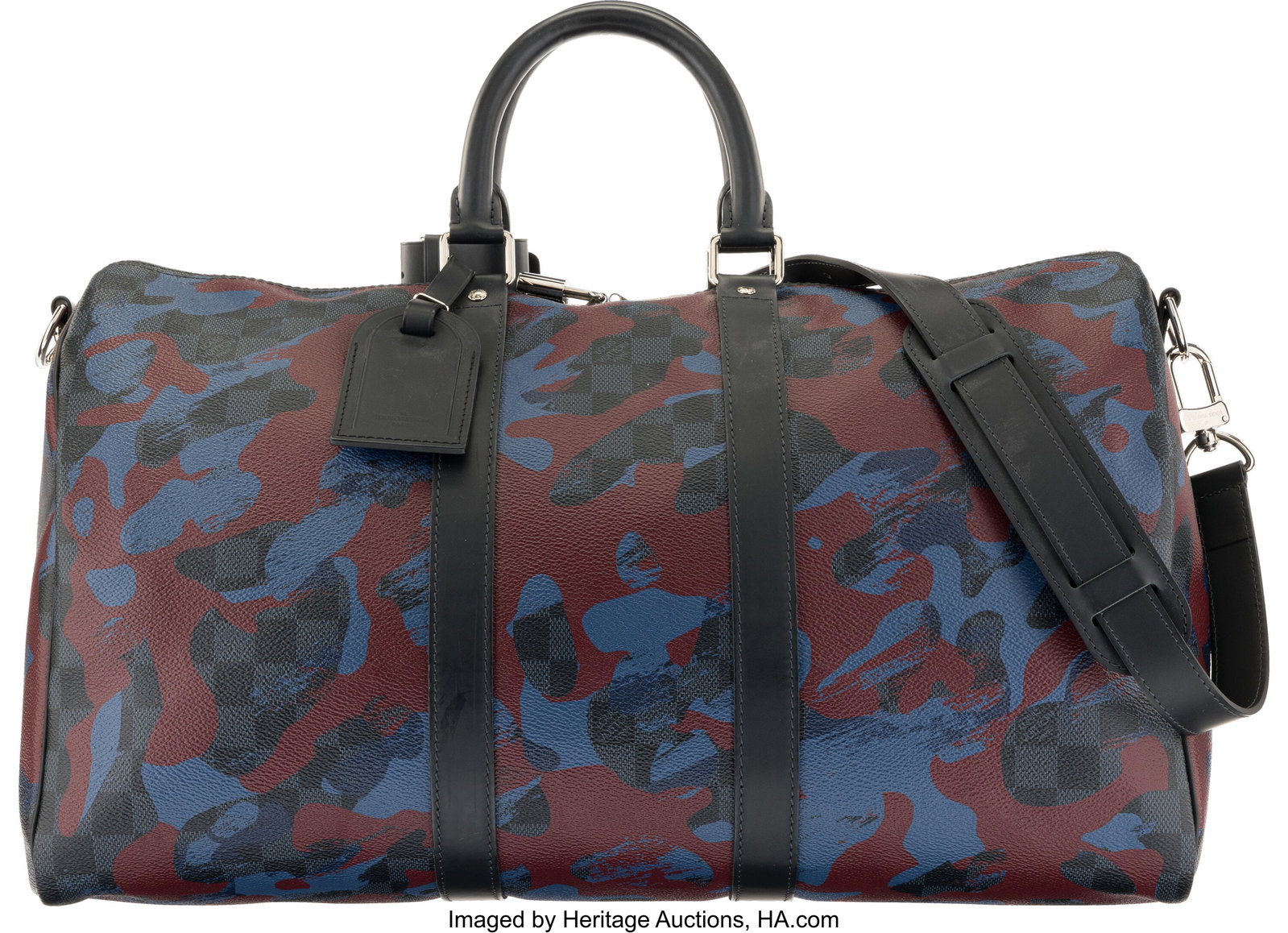 Louis Vuitton Graphite Damier Camouflage Coated : Louis Vuitton Graphite Damier Camouflage Coated Canvas Keepall Bandoulière 45 Condition: 2 17.75" Width x 10.5" Height x 8" Depth This bag is done in Graphite Damier Coated 