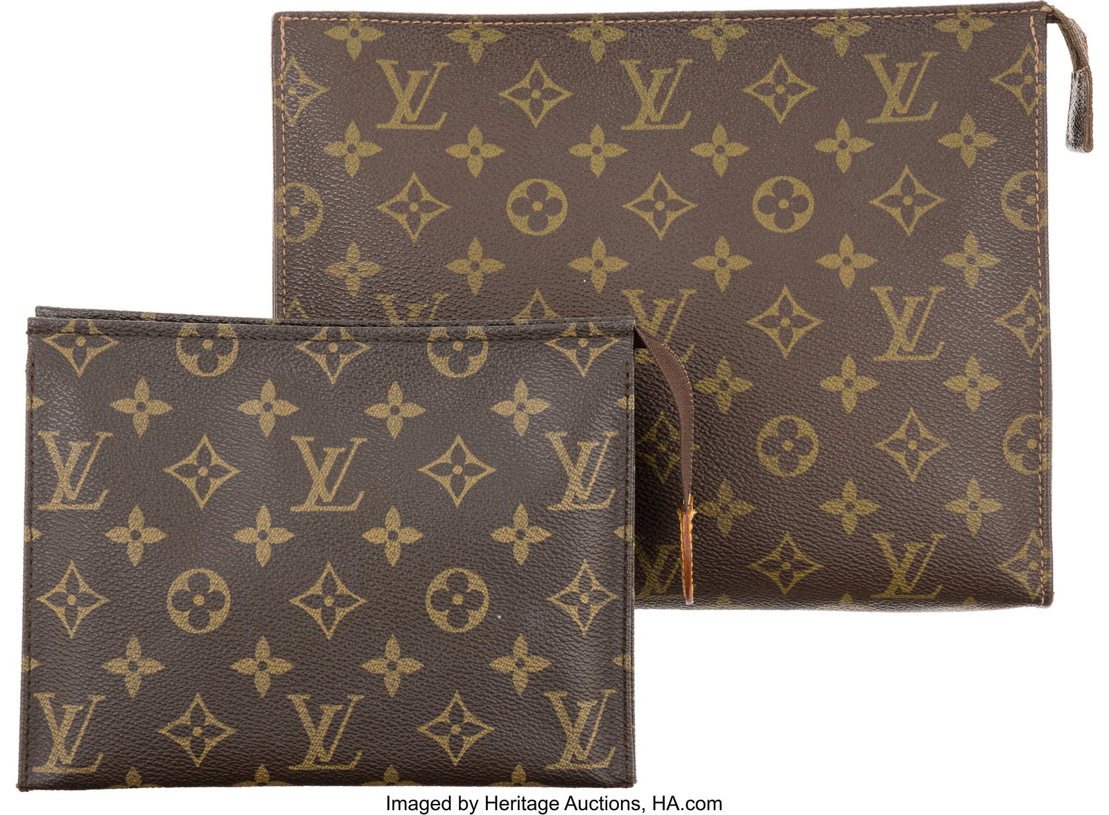 Louis Vuitton Set of Two: Monogram Coated Canvas: Louis Vuitton Set of Two: Monogram Coated Canvas Toiletry Pouches See Extended Condition Report for Details. This set includes: Louis Vuitton Vintage Monogram Coated Canvas