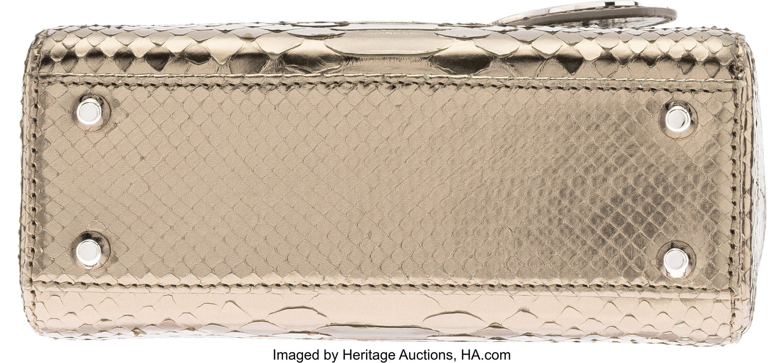 Christian Dior Metallic Pewter Python Mini Lady  - 3
