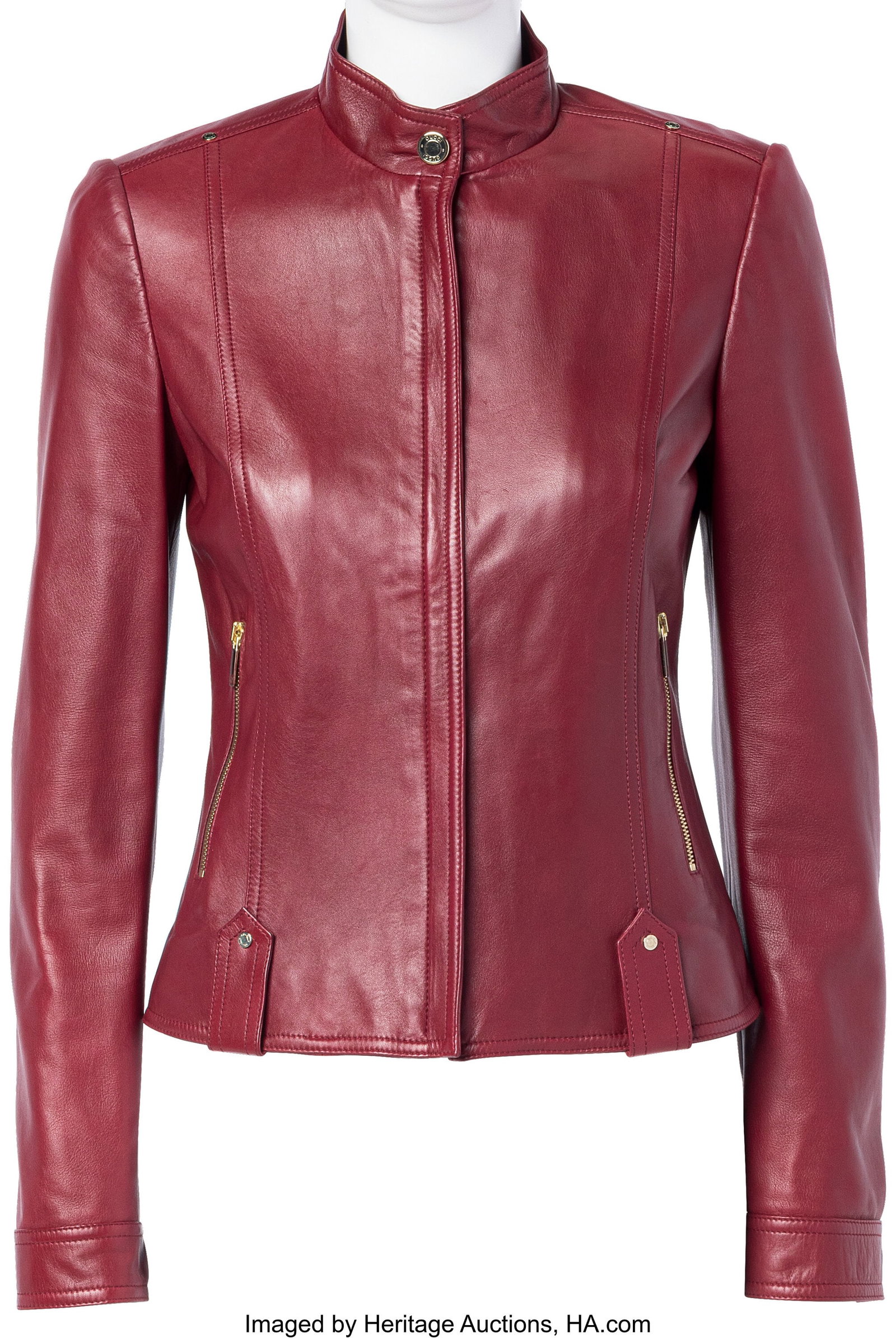 Gucci Red Leather Jacket Condition: 2 Estimated (1 of 3)