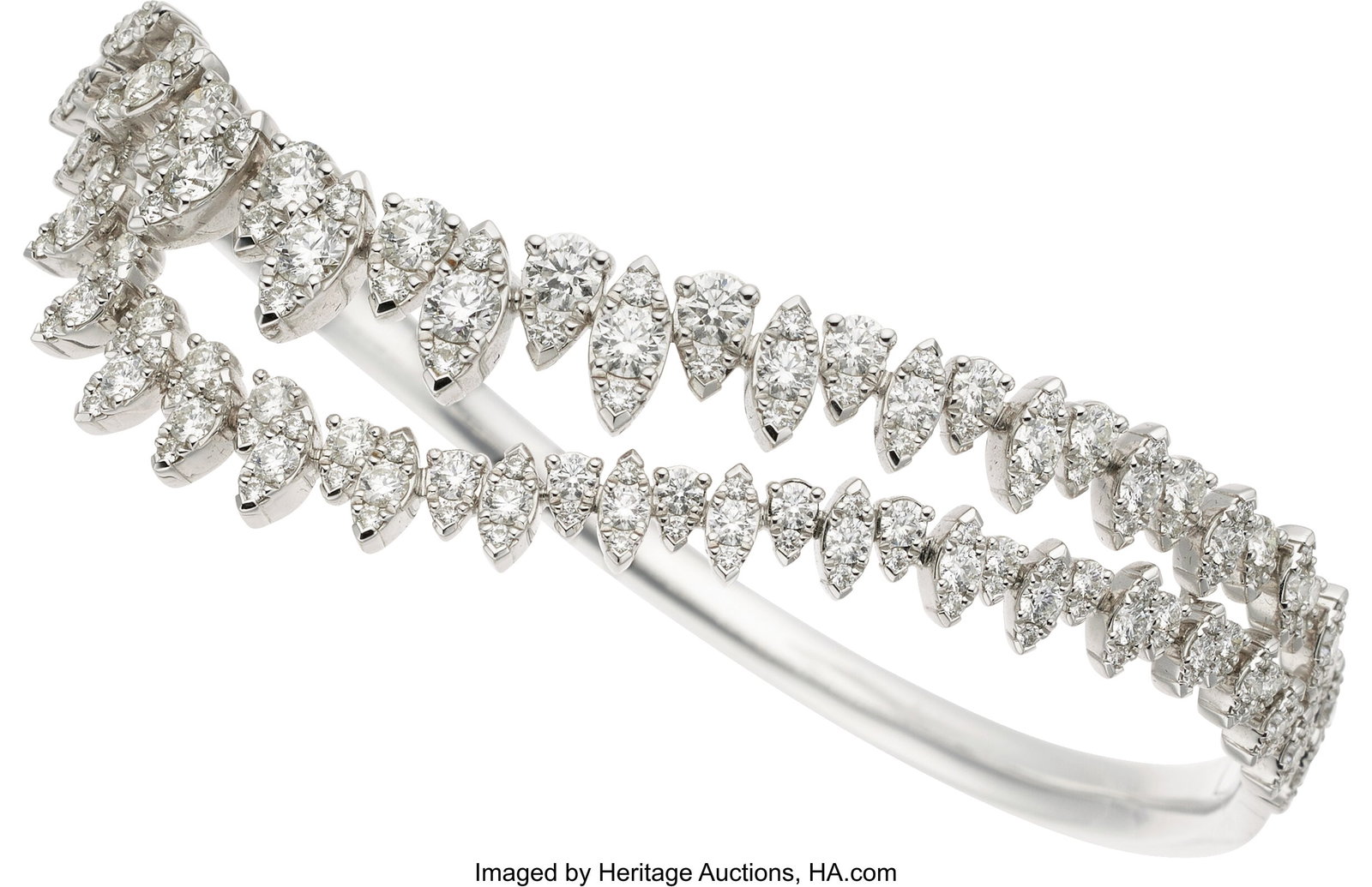 Hearts on Fire Diamond, White Gold Bracelet Sto: Hearts on Fire Diamond, White Gold Bracelet Stones: Full-cut diamonds weighing a total of approximately 3.50 carats Metal: 18k white gold Marked: for Hearts on Fire Gros