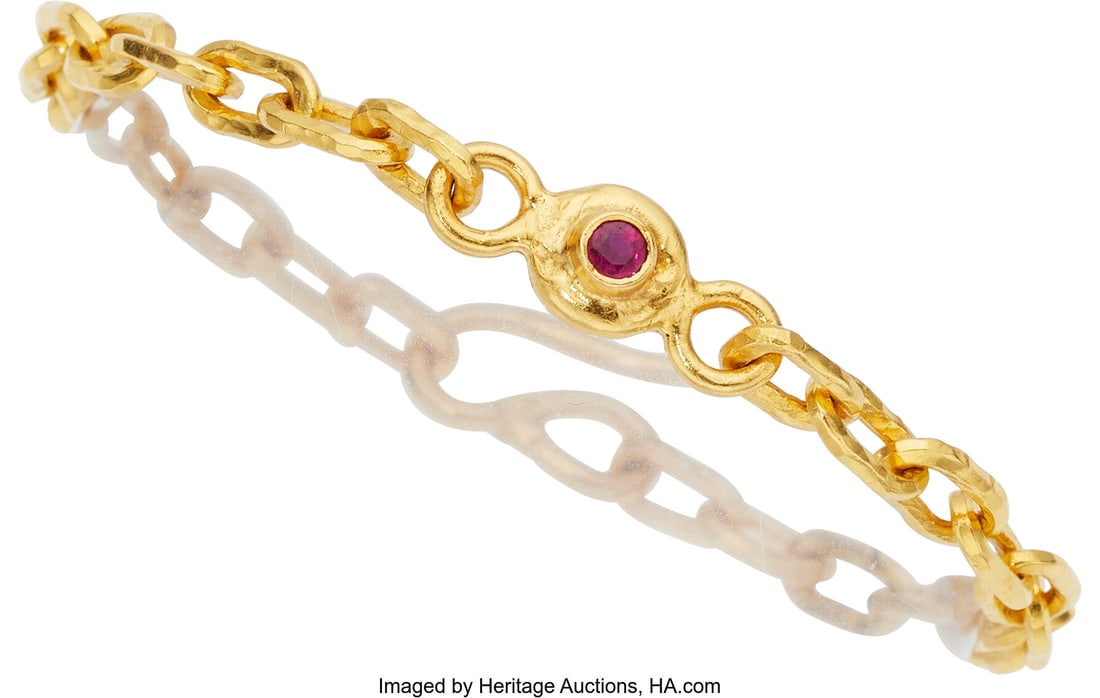 Jean Mahie Ruby, Amethyst, Gold Bracelet Stones (1 of 3)