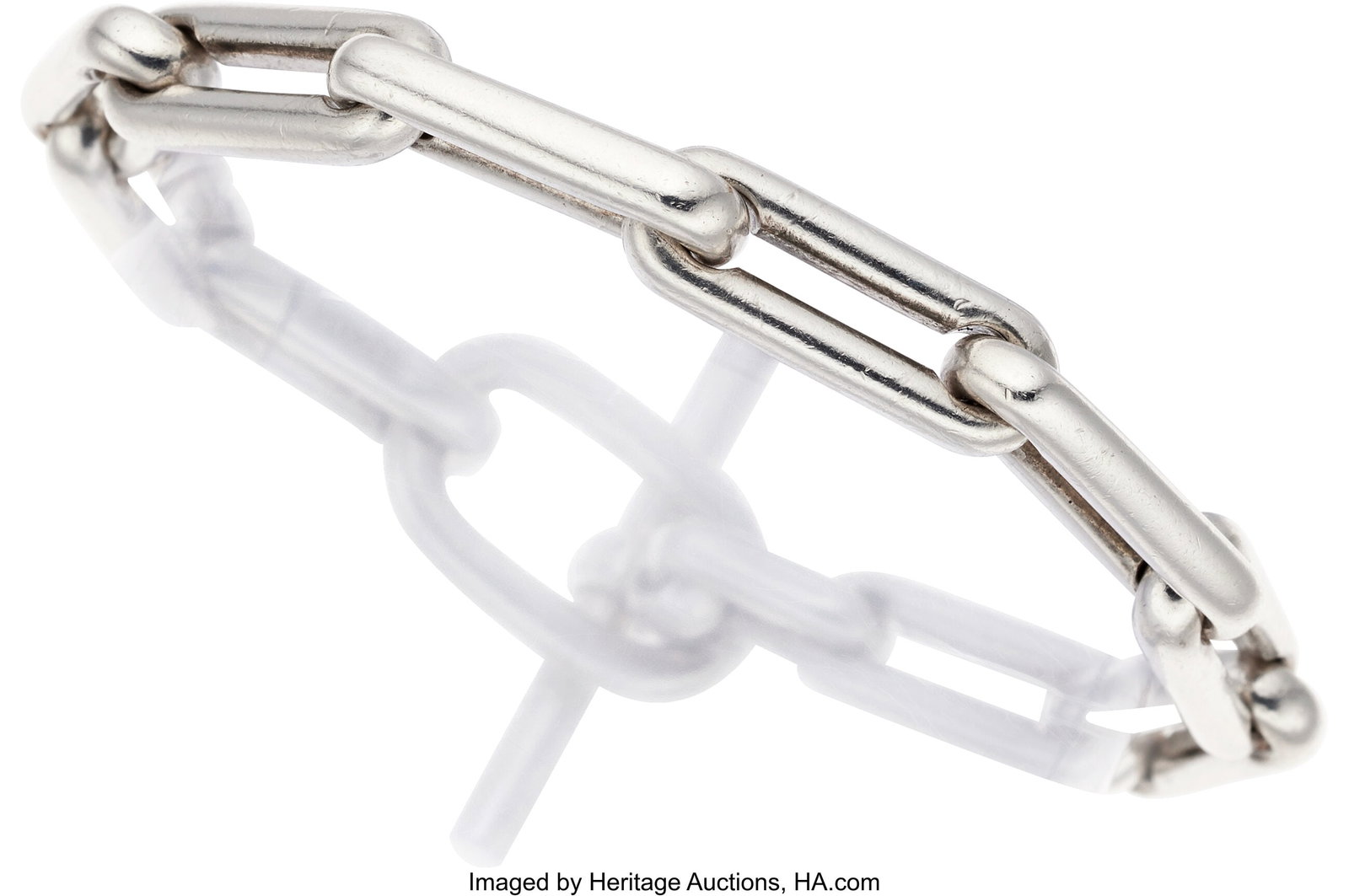 Hermès Sterling Silver Bracelet, French Metal:: Hermès Sterling Silver Bracelet, French Metal: Sterling Silver Weight: 53.30 grams Marked: Hermès; French hallmarks Dimensions: 8 inches x 1-3&s