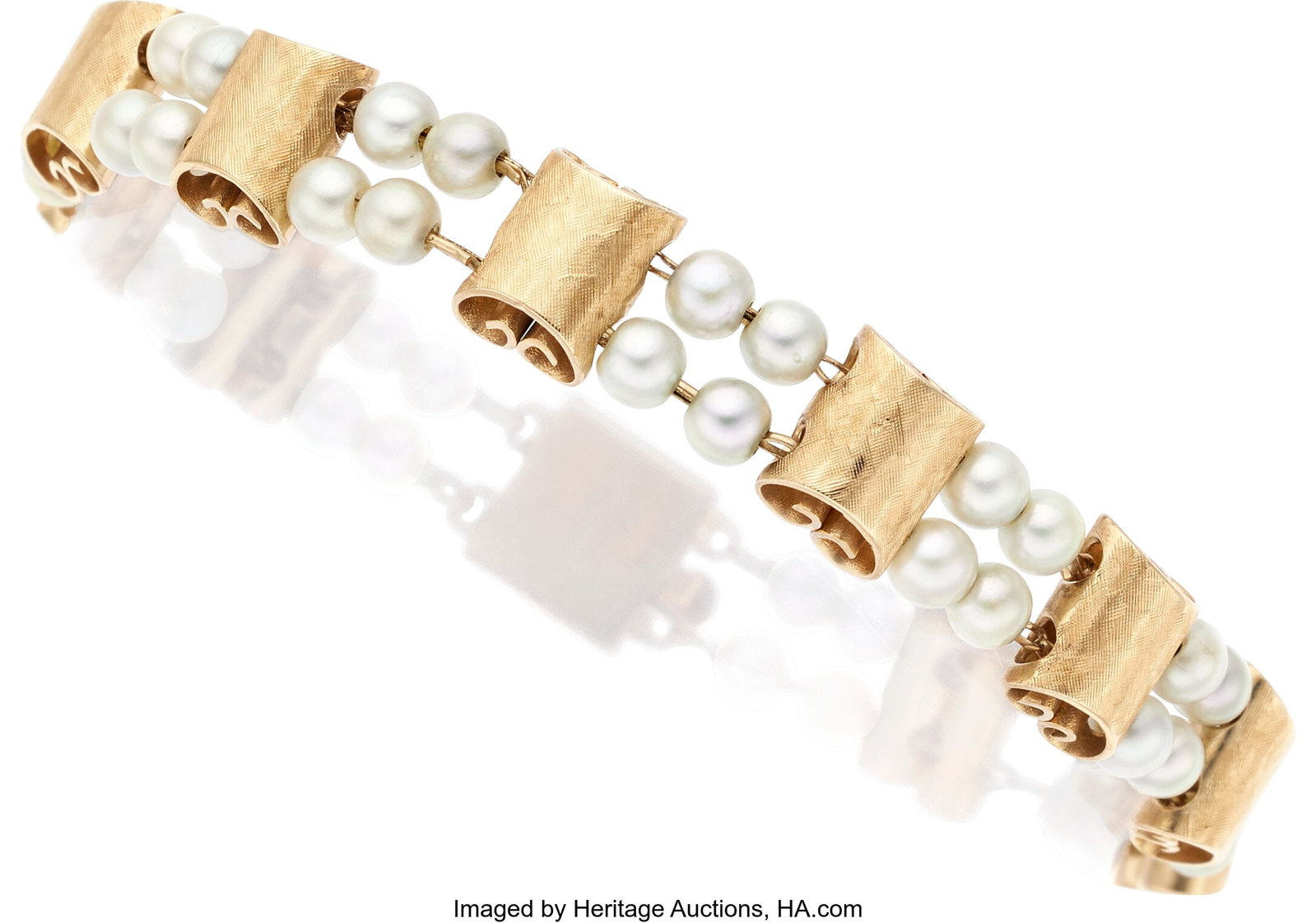 Lucien Piccard Cultured Pearl, Gold Bracelet Pe (1 of 3)