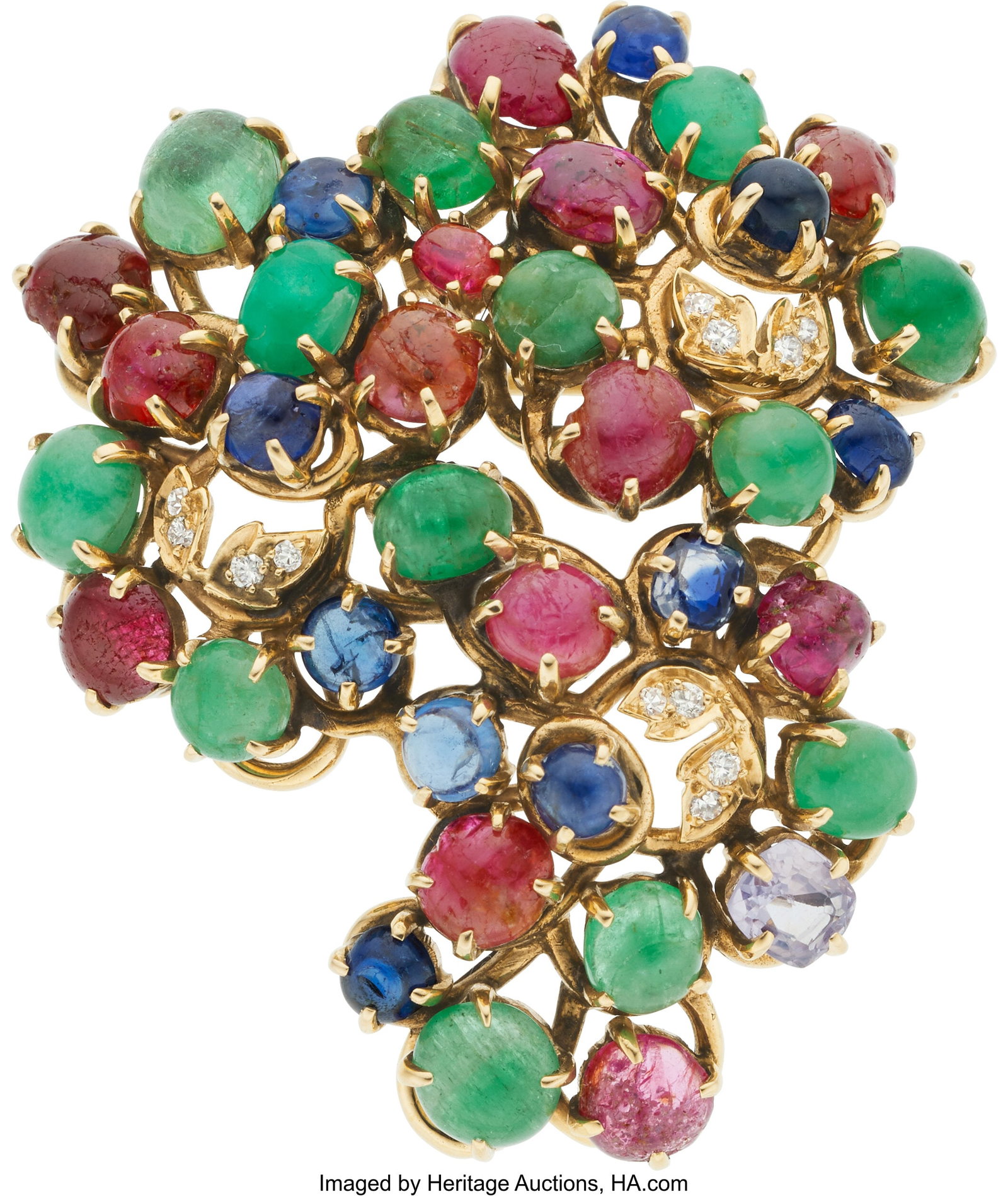 Seaman Schepps Multi-Stone, Diamond, Gold Brooch (1 of 2)