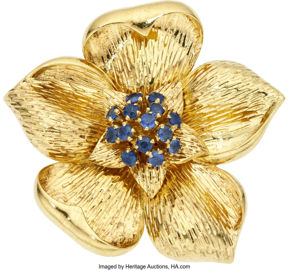 Tiffany & Co. Sapphire, Gold Brooch Stones: Rou (1 of 2)