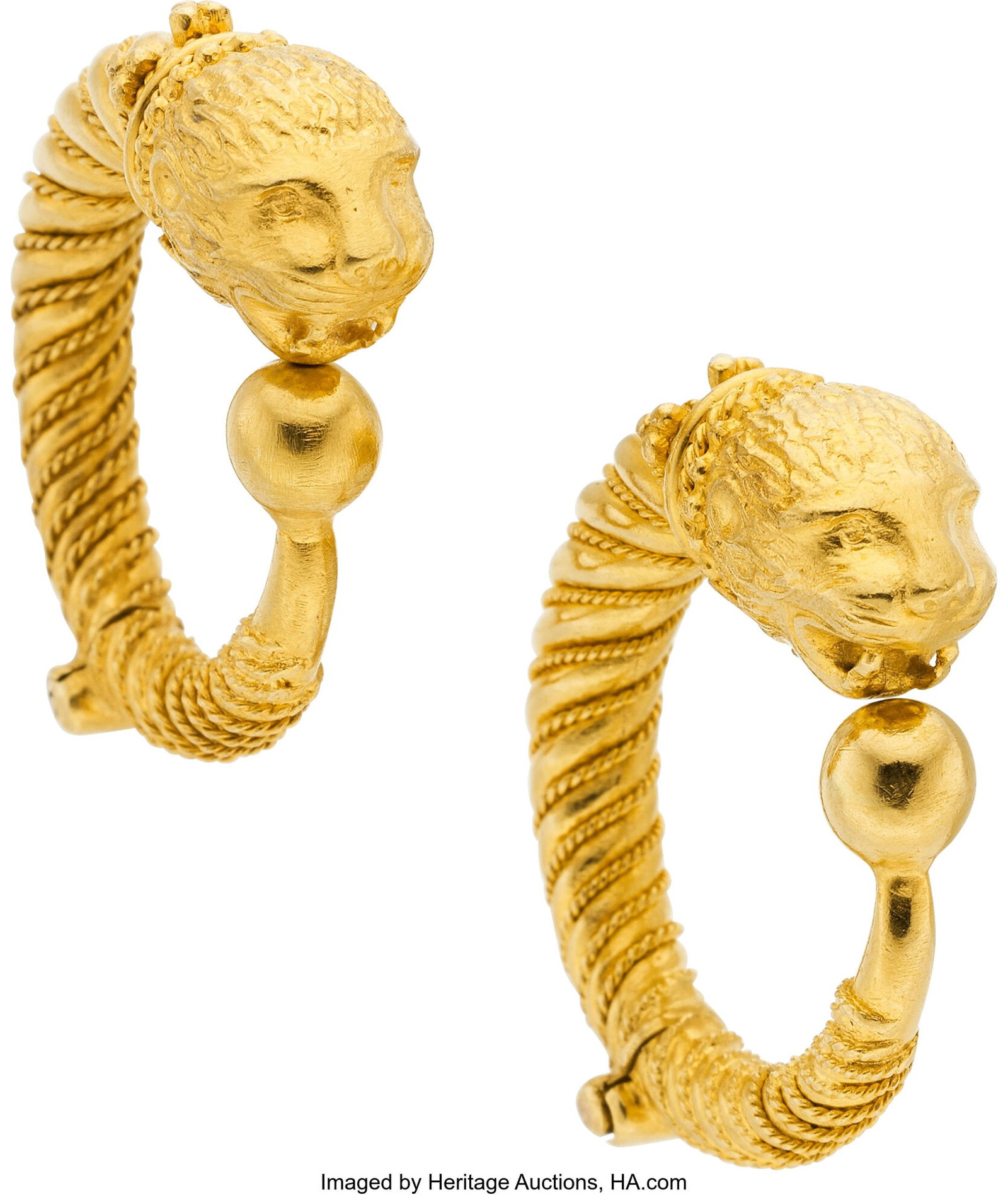 Lalaounis Gold Earrings, Circa 1989 Metal: 18k  (1 of 2)
