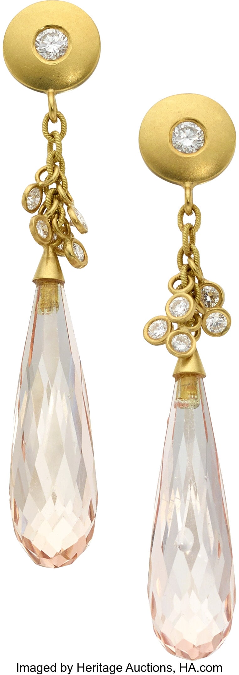 Susan Sadler Morganite, Diamond, Gold Earrings  (1 of 2)
