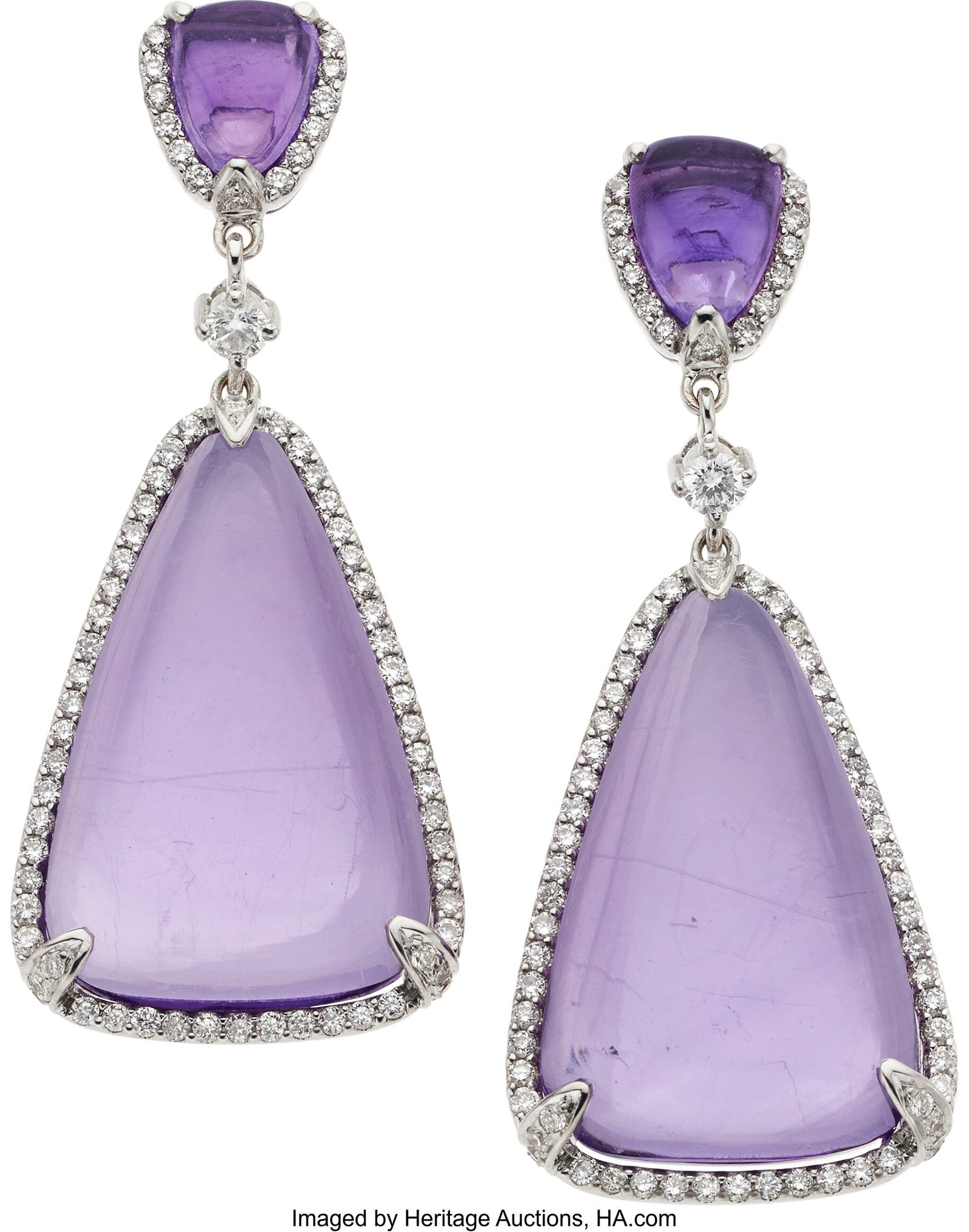 Eli Frei Amethyst, Diamond, White Gold Earrings  (1 of 2)
