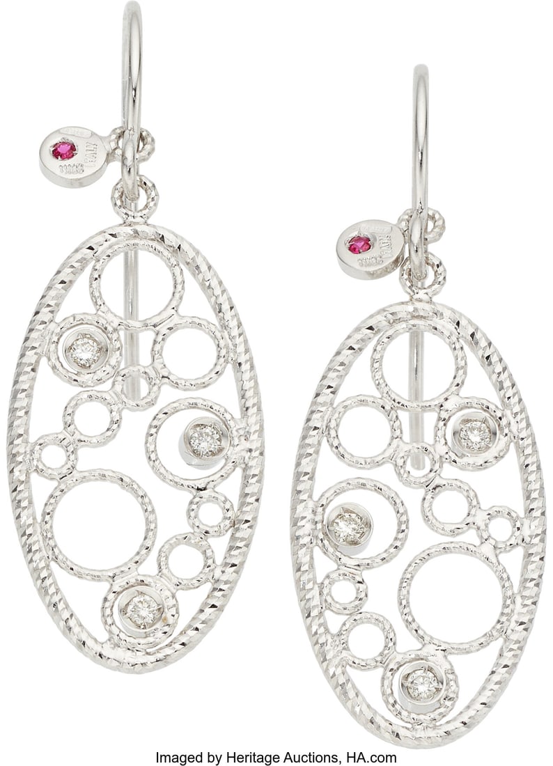 Roberto Coin Diamond, White Gold Earrings Stone: Roberto Coin Diamond, White Gold Earrings Stones: Full-cut diamonds weighing a total of approximately 0.25 carat Metal: 18k white gold Marked: for Roberto Coin Gross Wei