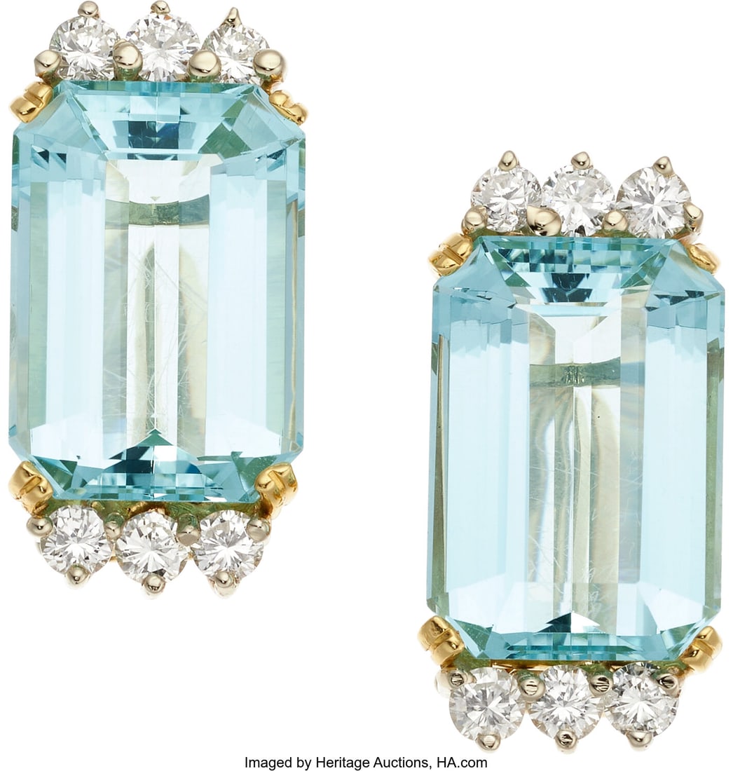 H. Stern Aquamarine, Diamond, Gold Earrings Sto (1 of 3)