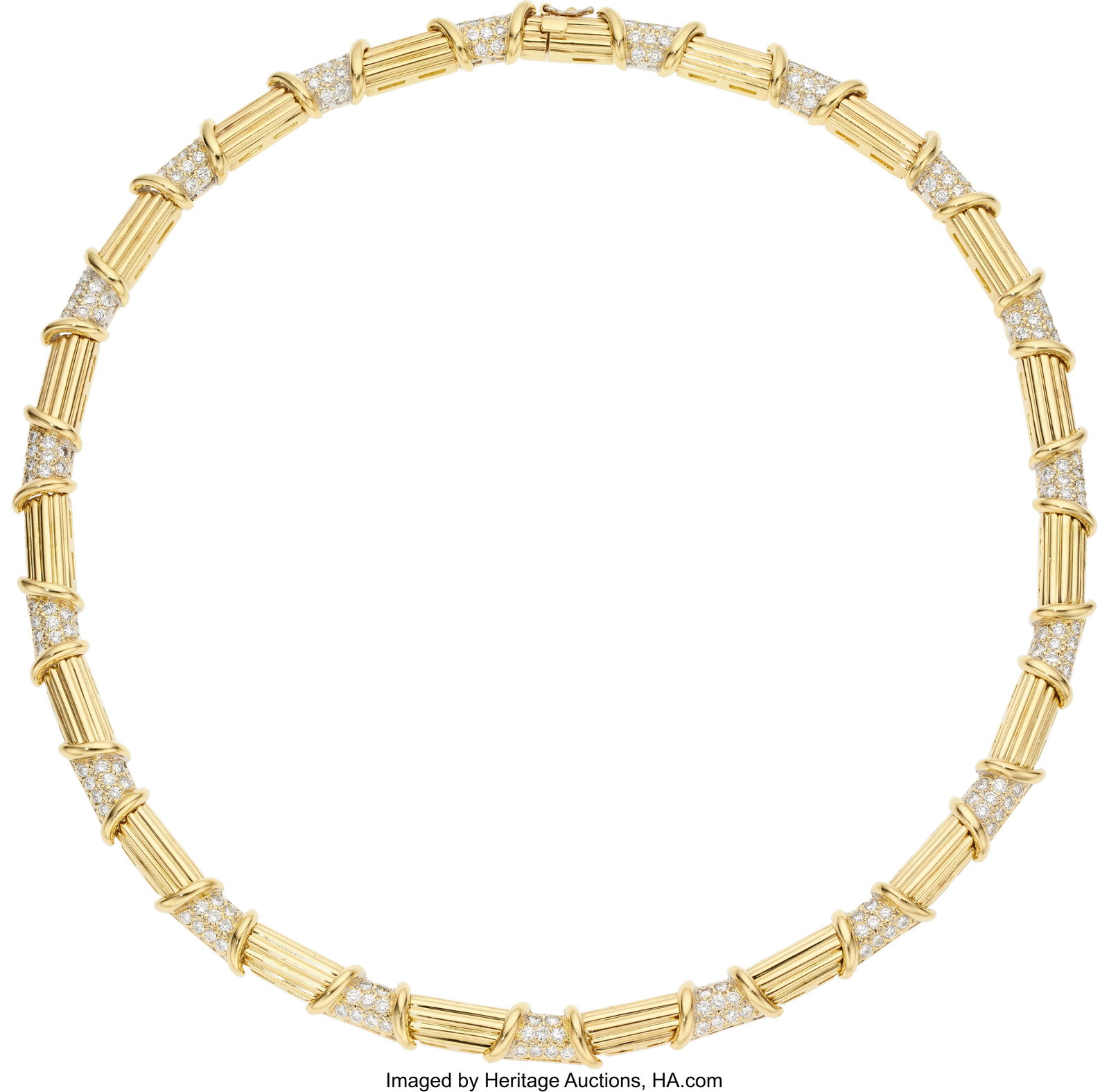 Tiffany & Co. Diamond, Gold Necklace Stones: Fu: Tiffany & Co. Diamond, Gold Necklace Stones: Full-cut diamonds weighing a total of approximately 2.50 carats Metal: 18k gold Marked: for Tiffany & Co&peri
