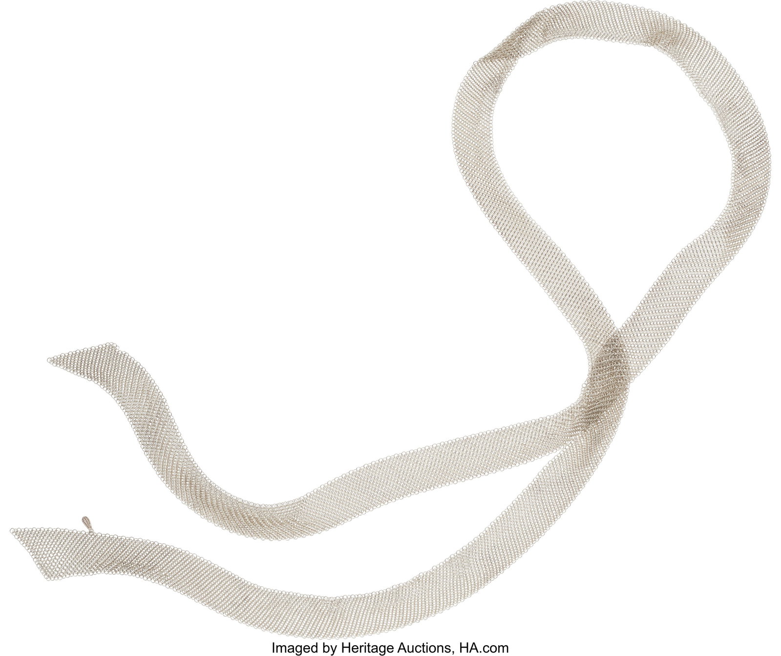 Elsa Peretti for Tiffany & Co. Silver Necklace : Elsa Peretti for Tiffany & Co. Silver Necklace Metal: Sterling silver Marked: Elsa Peretti for Tiffany & Co. Weight: 103.10 grams Dimensions: 49 in