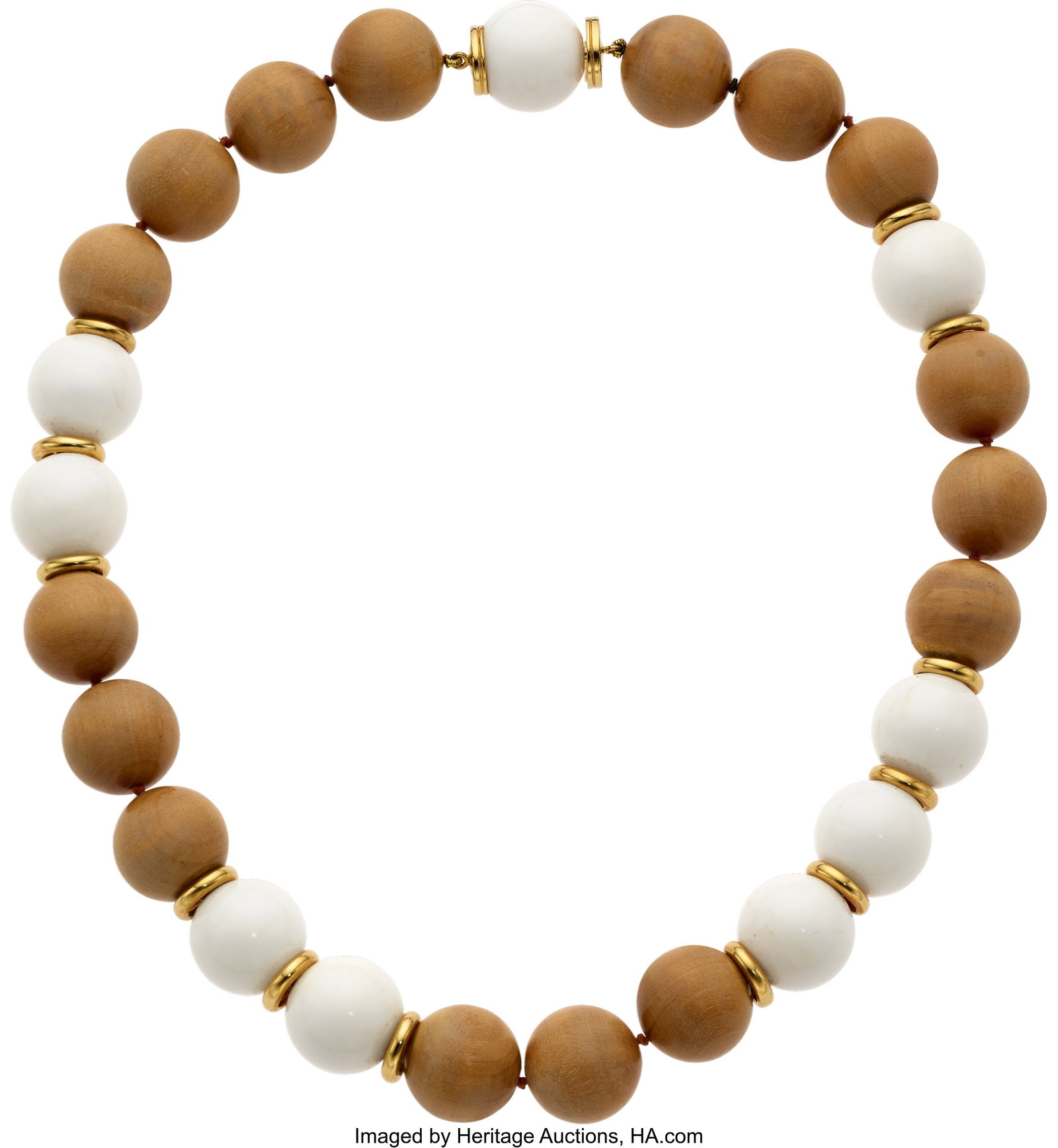 Seaman Schepps Agate, Wood, Gold Necklace Stone (1 of 2)