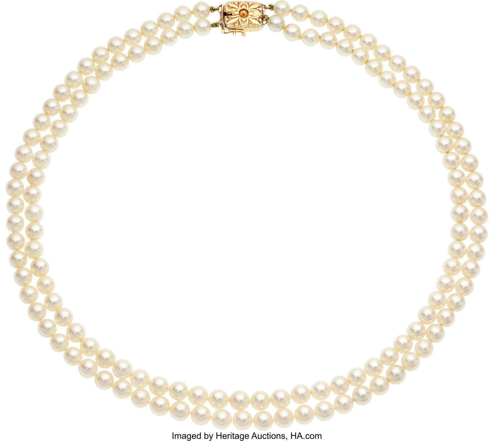 Mikimoto Cultured Pearl, Gold Necklace Pearls: : Mikimoto Cultured Pearl, Gold Necklace Pearls: Cultured pearls measuring 5.50 - 6.00 mm Metal: 18k gold Marked: Mikimoto Gross Weight: 37.10 grams Di