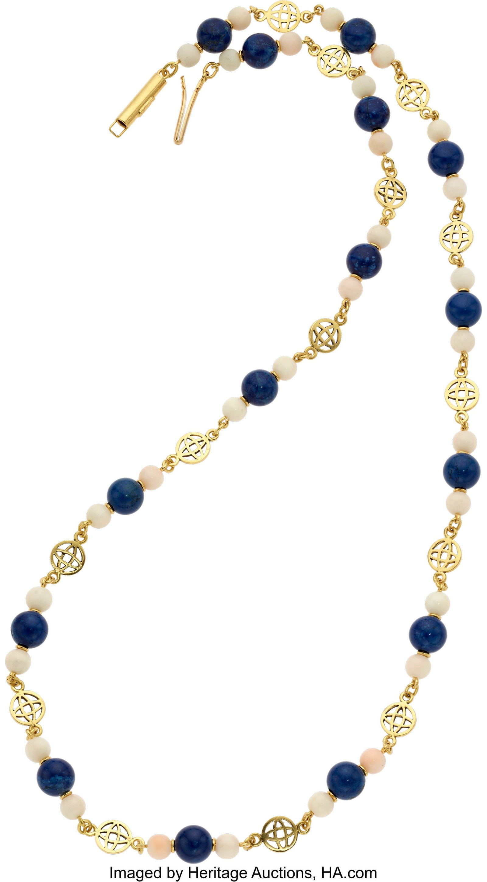 Ilias Lalounis Sodalite, Coral, Gold Necklace S (1 of 2)