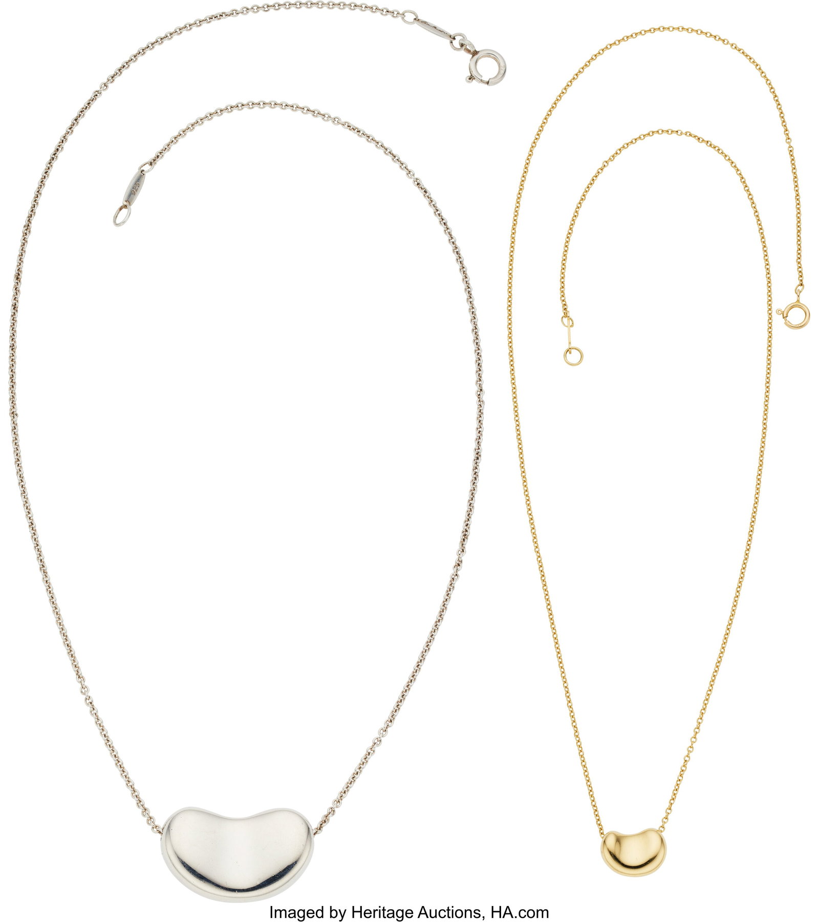 Elsa Peretti for Tiffany & Co. Gold, Sterling Si: Elsa Peretti for Tiffany & Co. Gold, Sterling Silver Necklaces Metal: 18k gold and sterling silver Marked: for Elsa Peretti for Tiffany & Co. Collection: 