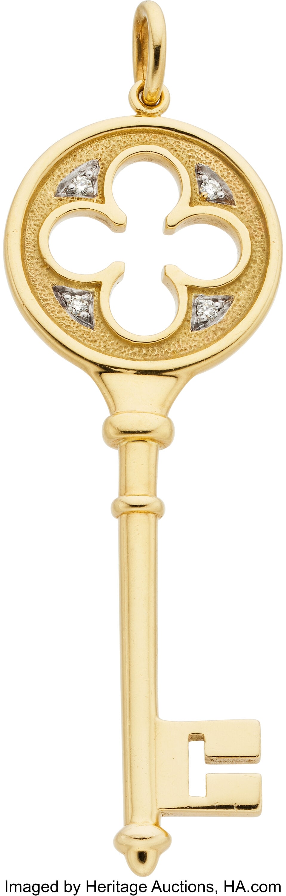 Tiffany & Co. Diamond, Gold Pendant Stones: Ful: Tiffany & Co. Diamond, Gold Pendant Stones: Full-cut diamonds Metal: 18k gold Marked: Tiffany & Co. Gross Weight: 7.80 grams Dimensions&colon