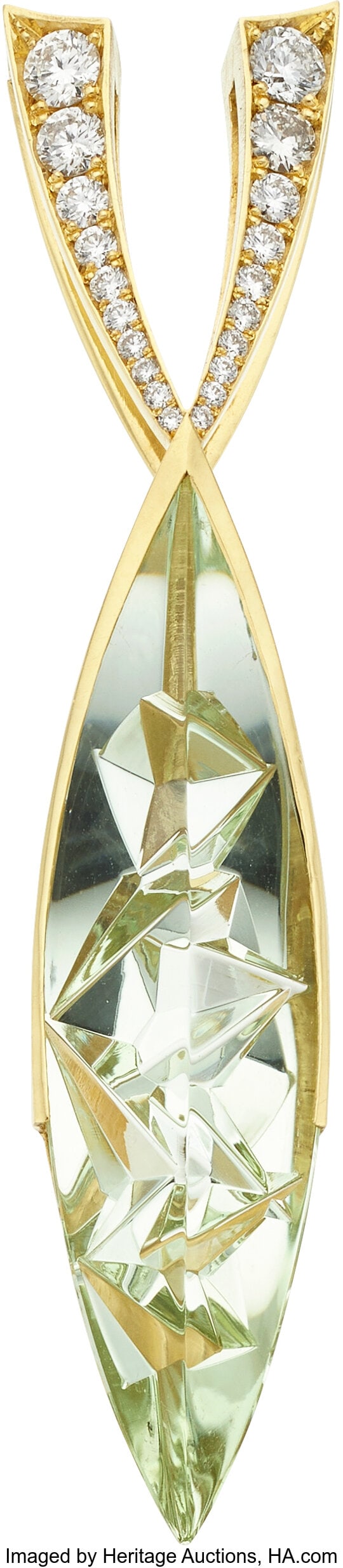 Christo Kiffer Beryl, Diamond, Gold Pendant, Ret (1 of 2)
