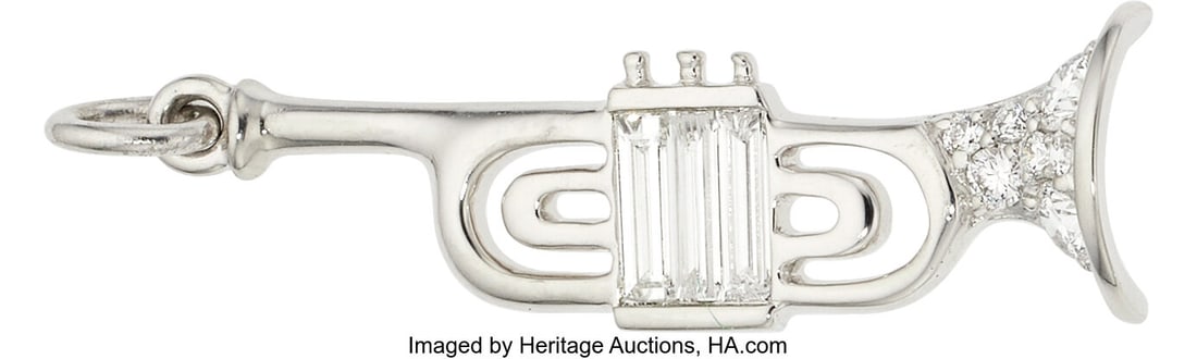 Raymond Yard Diamond, Platinum Charm Stones: Fu: Raymond Yard Diamond, Platinum Charm Stones: Full-cut diamonds weighing a total of approximately 0.10 carat; baguette-cut diamonds weighing a total of approximately 0.20