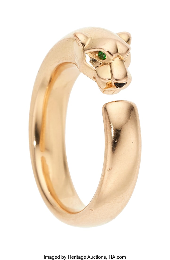 Cartier Tsavorite Garnet, Black Onyx, Gold Ring  (1 of 3)