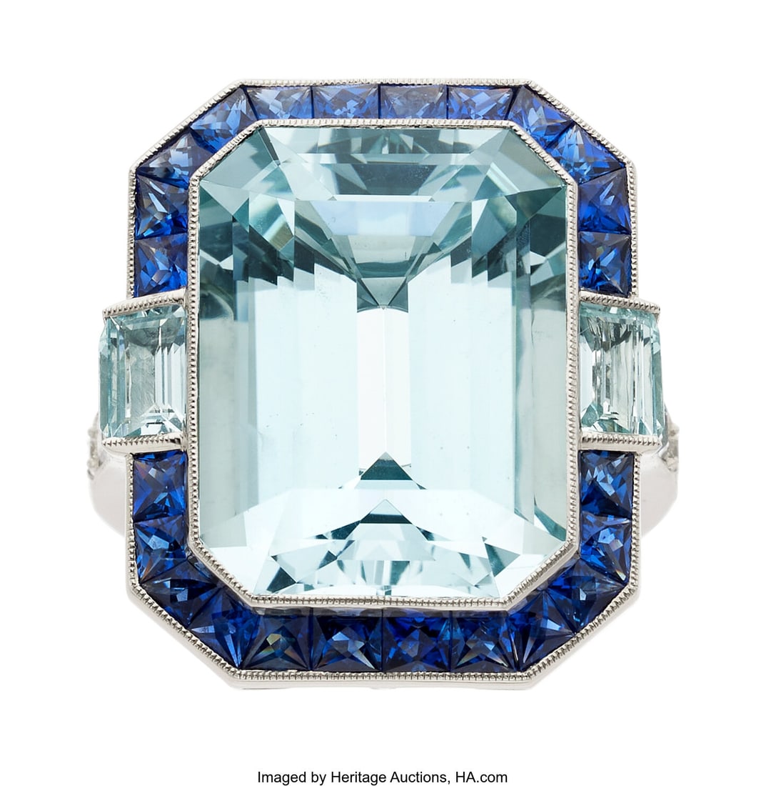 Sabrina Aquamarine, Sapphire, Diamond, Platinum  (1 of 5)