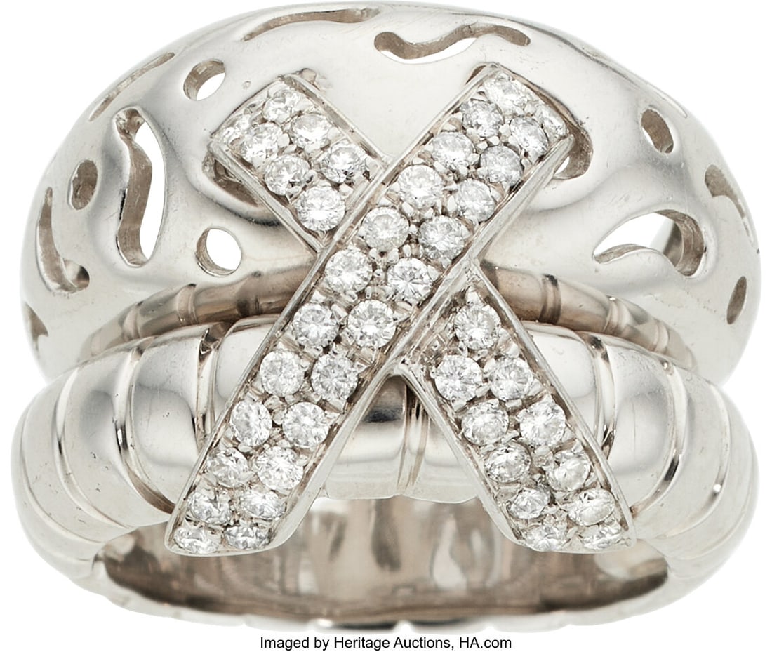 Zydo Diamond, White Gold Ring Stones: Full-cut : Zydo Diamond, White Gold Ring Stones: Full-cut diamonds weighing a total of approximately 1.00 carat Metal: 18k white gold Attributed to: Zydo Gross Weight: 19&per