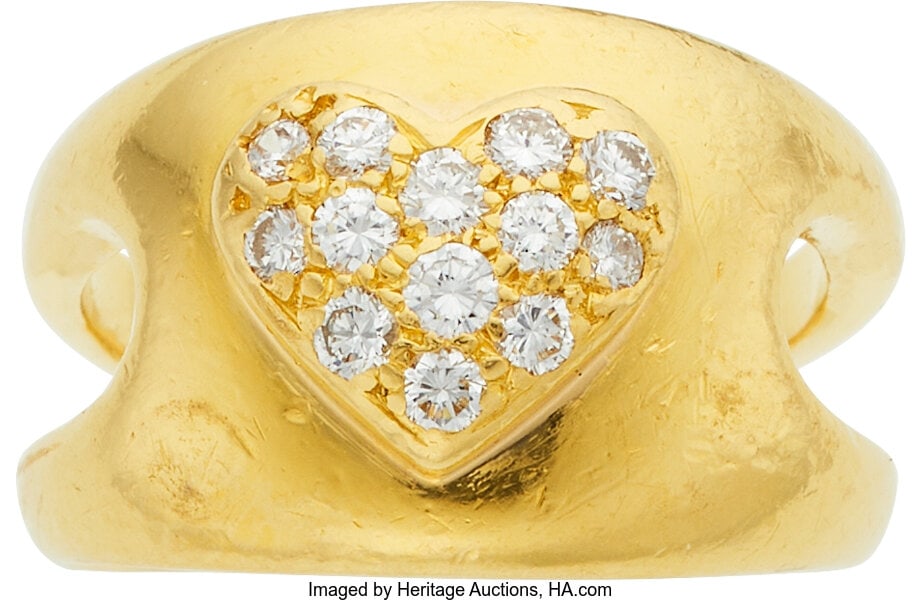 Bvlgari Diamond, Gold Ring Stones: Full-cut dia: Bvlgari Diamond, Gold Ring Stones: Full-cut diamonds weighing a total of approximately 0.35 carat Metal: 20k gold Marked: Bvlgari Gross Weight: 11.50 grams 