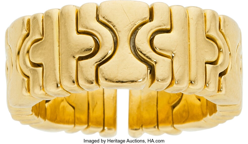 Bvlgari Gold Ring Metal: 18k gold and stainless: Bvlgari Gold Ring Metal: 18k gold and stainless steel (core) Marked: Bvlgari Collection: Parentesi Gross Weight: 13.00 grams Size: 6 (*not sizea
