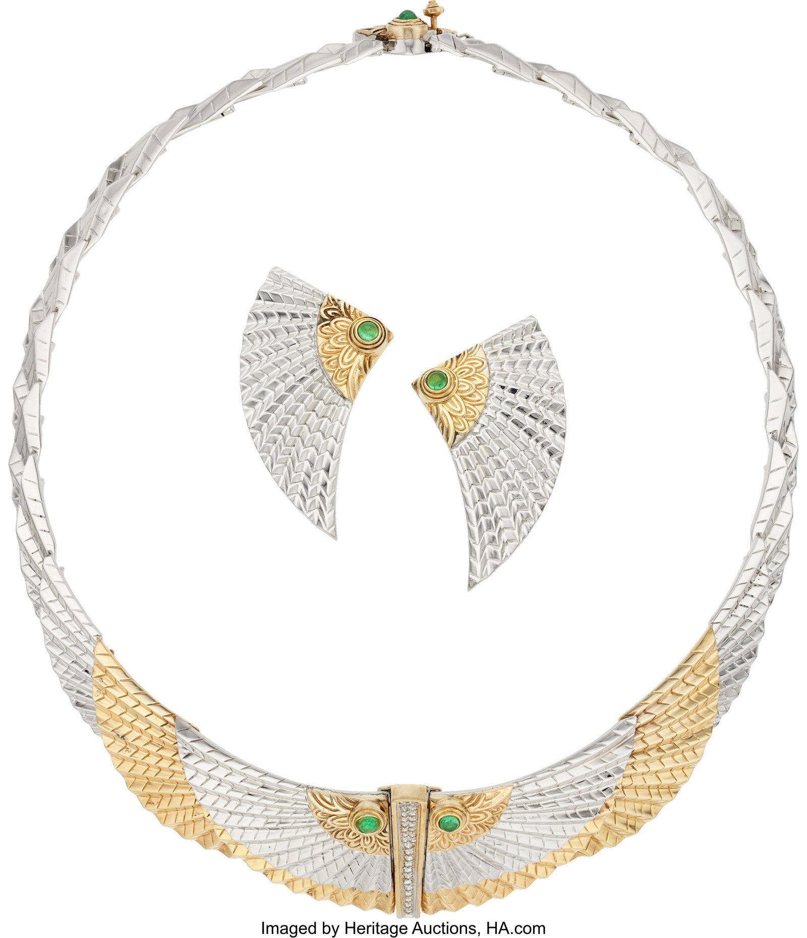 Erté Emerald, Diamond, Gold, Silver Jewelry Sui (1 of 3)