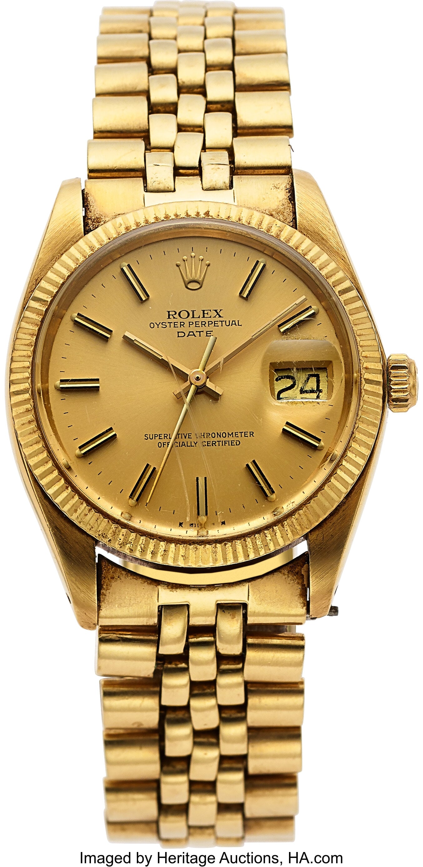 Rolex Oyster Perpetual Date, 14k Yellow Gold, Re (1 of 4)