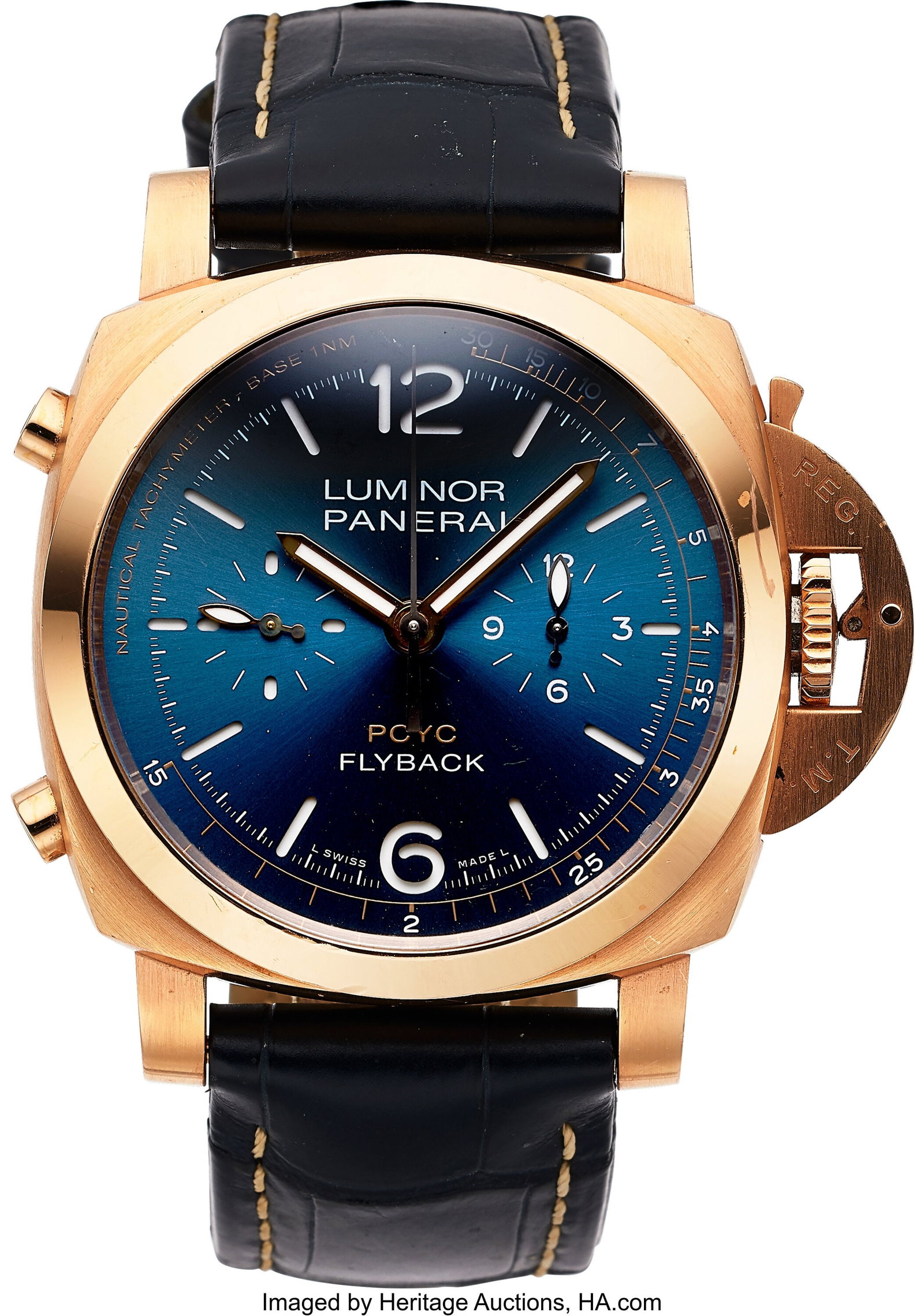 Panerai Luminor Yachts Challenge, 18k Rose Gold,: Panerai Luminor Yachts Challenge, 18k Rose Gold, Full Set, Ref. PAM01020 Case: 43 mm, 18k rose gold, three body, screw-down exhibition case back,