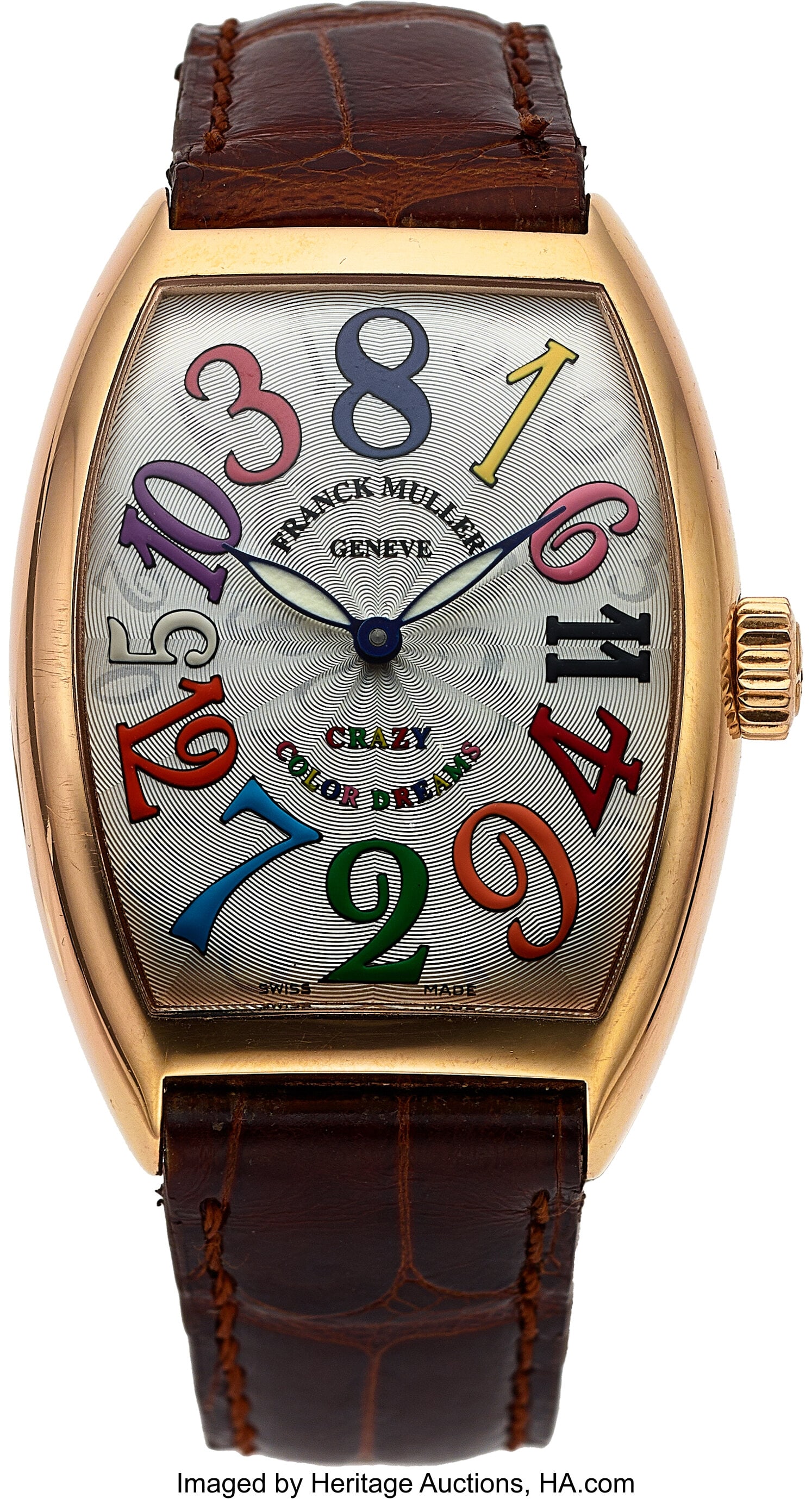 Franck Muller Crazy Color Dreams, 18k Rose Gold,: Franck Muller Crazy Color Dreams, 18k Rose Gold, Full Set, Ref. 7851 CH COL DRM Case: 35 mm x 41 mm, 18k rose gold, tonneau two body, four screw case