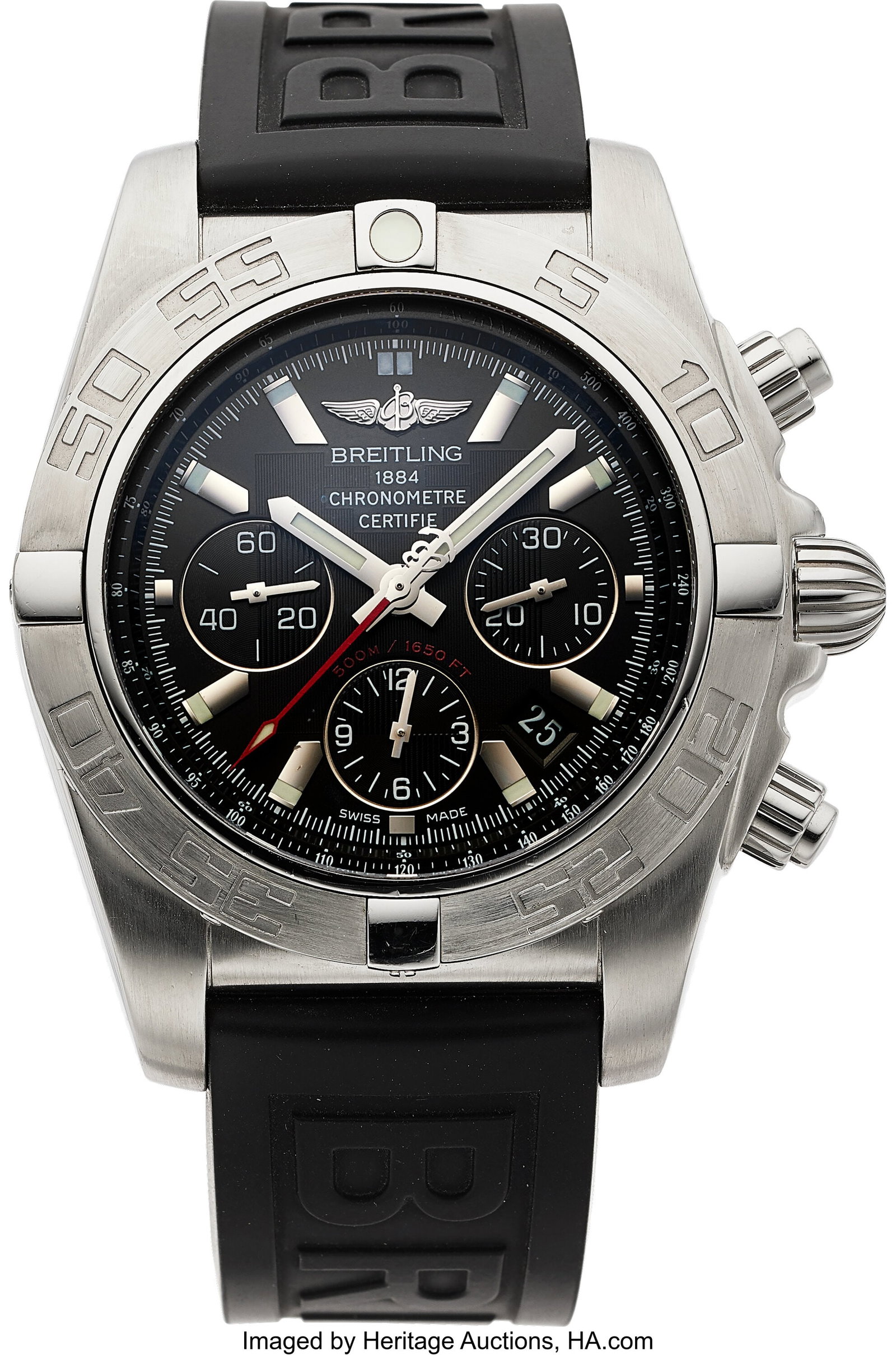 Breitling Chronomat 01, Black Dial, Ref. AB0110 : Breitling Chronomat 01, Black Dial, Ref. AB0110 Case: 43.5 mm, stainless steel, three body, screw-down case back, crown, and timer