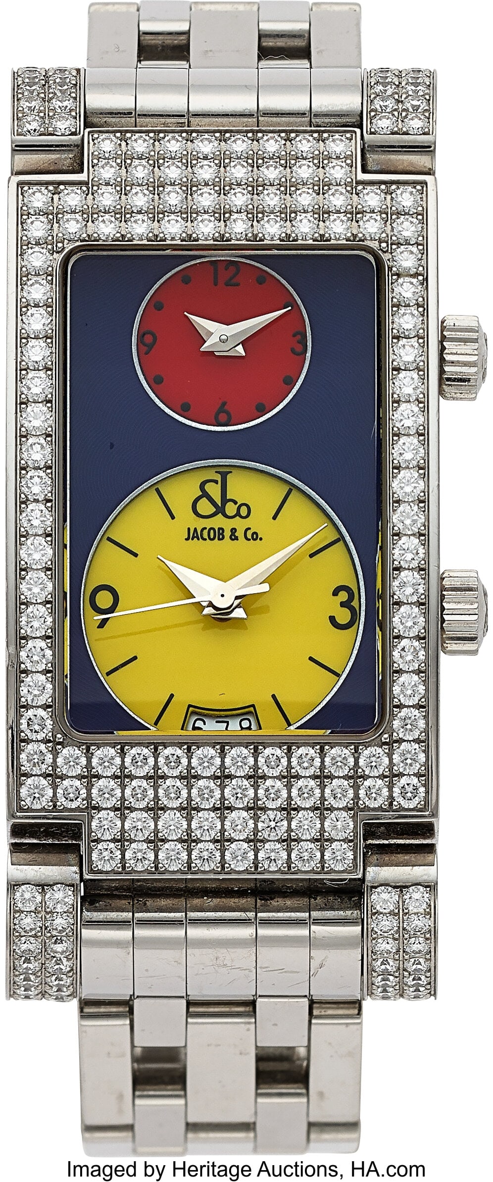Jacob & Co. Angel, Diamond Set Bezel Case: 25 m: Jacob & Co. Angel, Diamond Set Bezel Case: 25 mm x 44 mm, stainless steel, two body, four screw case back, diamond set bezel and lugs, No. 0