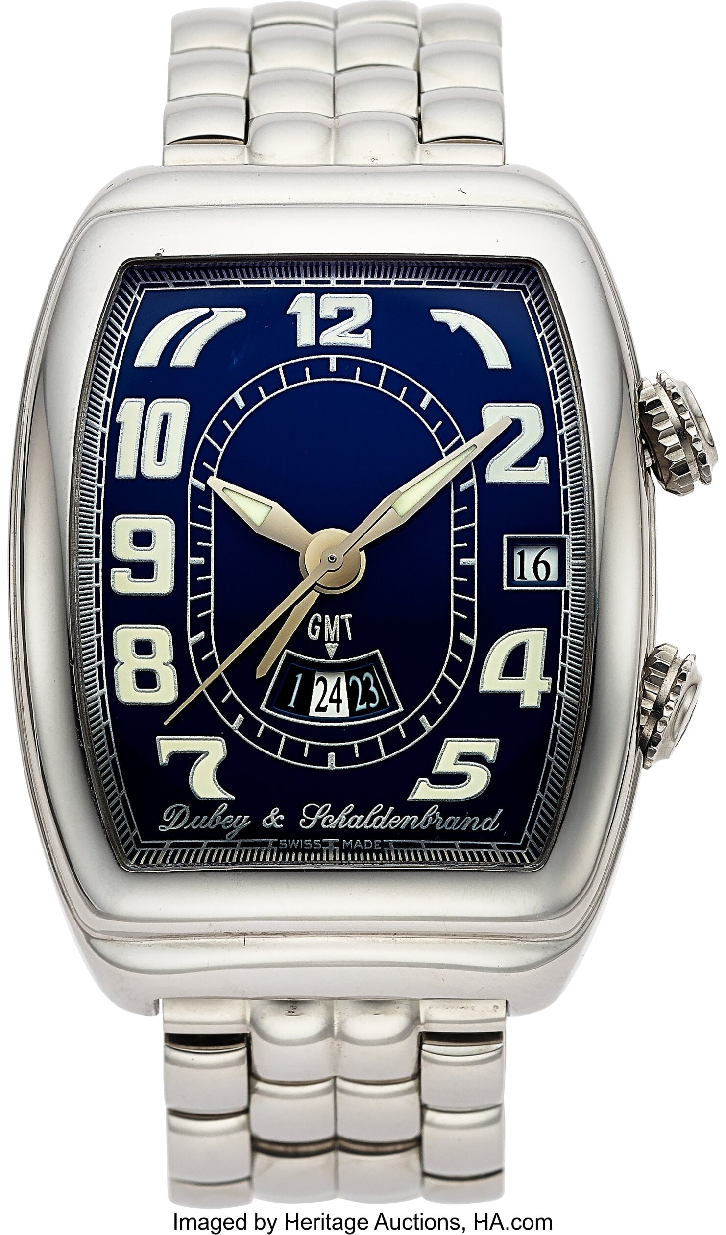 Dubey & Schaldenbrand Sonnerie GMT, Full Set, Re: Dubey & Schaldenbrand Sonnerie GMT, Full Set, Ref. GMTA/ST/BLS/LD Case: 38 mm x 49 mm, stainless steel, two body, six screw case back with ex