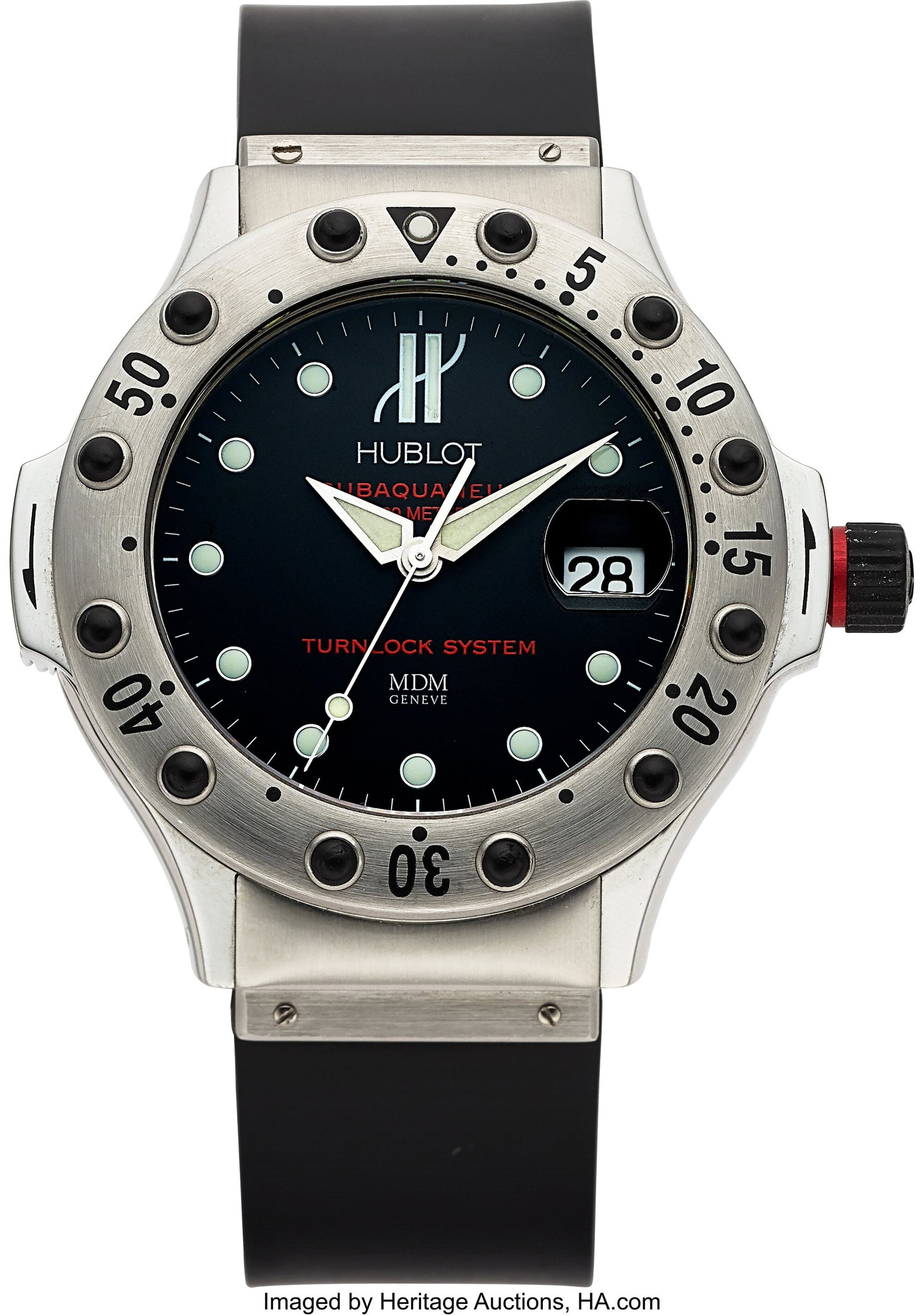 Hublot Subaquaneus, Black Dial, Stainless Steel,: Hublot Subaquaneus, Black Dial, Stainless Steel, Ref. 1950.1 Case: 41 mm, stainless steel, three body, eight screw case back, unidirection