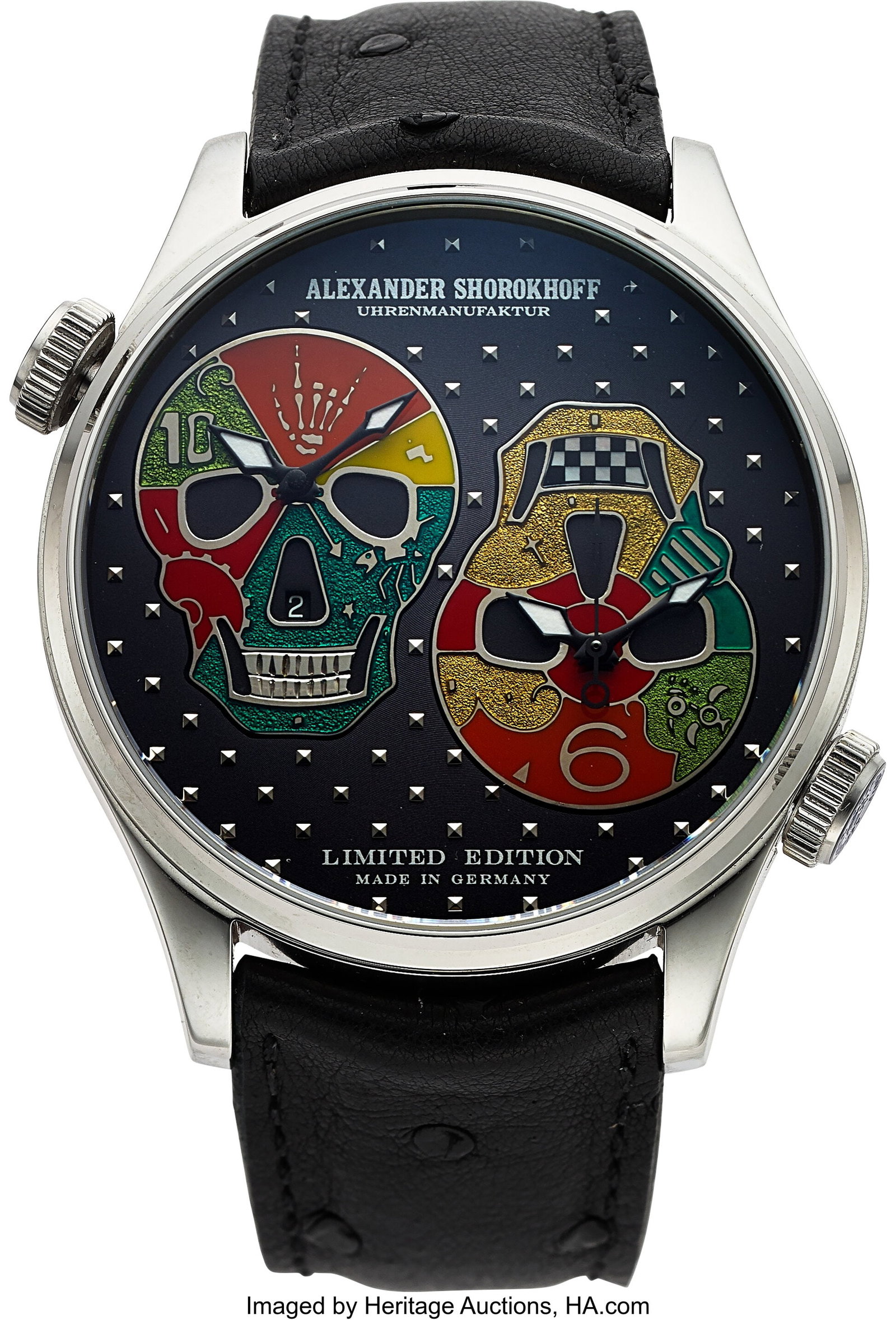 Alexander Shorokhoff Los Craneos Limited Edition: Alexander Shorokhoff Los Craneos Limited Edition, Full Set, Ref. AS.DT02-3 Case: 46.5 mm, stainless steel, three body, seven screw case back wi