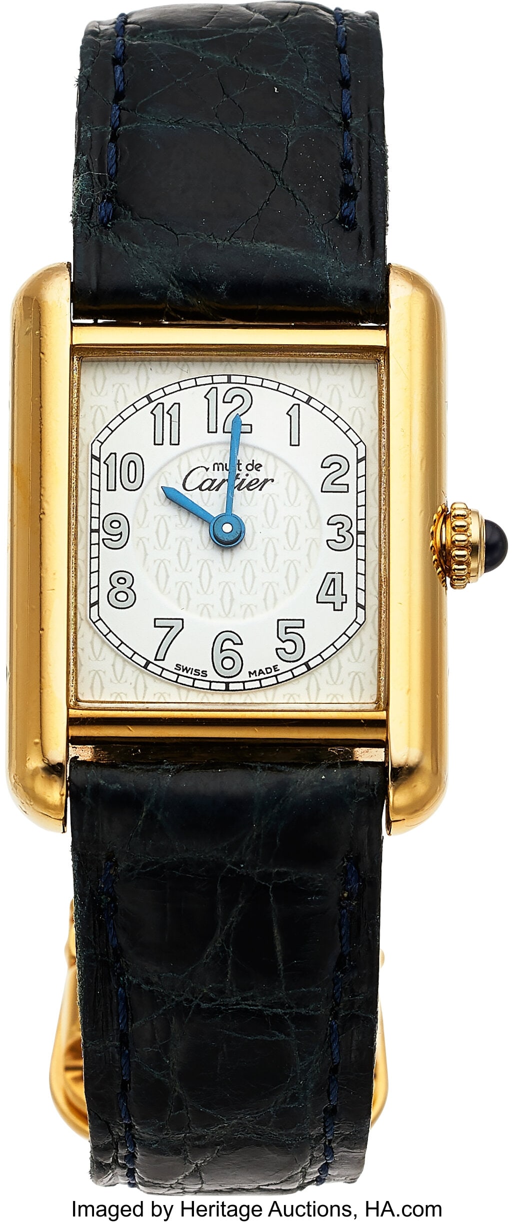 Must de Cartier Tank, Vermeil, Quartz, Ref. 2415: Must de Cartier Tank, Vermeil, Quartz, Ref. 2415 Case: 22 mm x 29 mm, sterling silver, two body, eight screw case back, No. 096210PL Dial&
