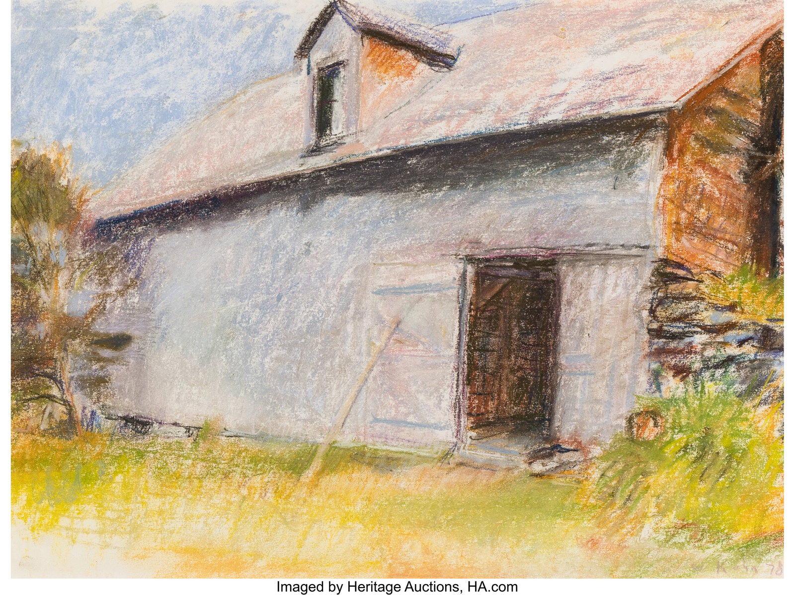 Wolf Kahn (American, 1927-2020) Study for Barn C: Wolf Kahn (American, 1927-2020) Study for Barn Confrontation, 1978 Pastel on paper 16 x 20 inches (40.6 x 50.8 cm) (sheet) Signed and dated lowe