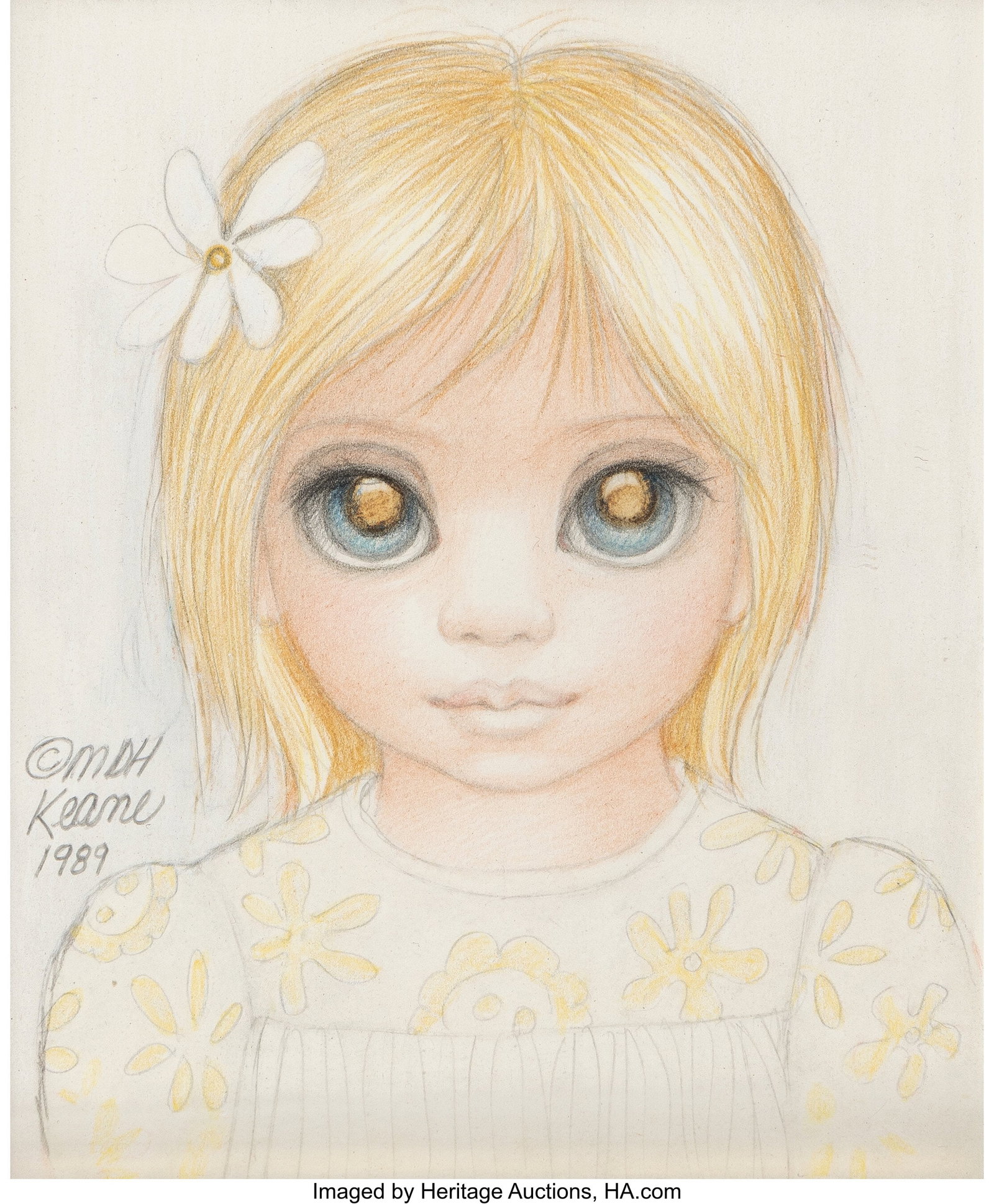 Margaret Keane (American, 1927-2022) Untitled, 1: Margaret Keane (American, 1927-2022) Untitled, 1989 Pencil and colored pencil on paper 7 x 5-1/2 inches (17.8 x 14.0 cm) (sheet) Signed and 